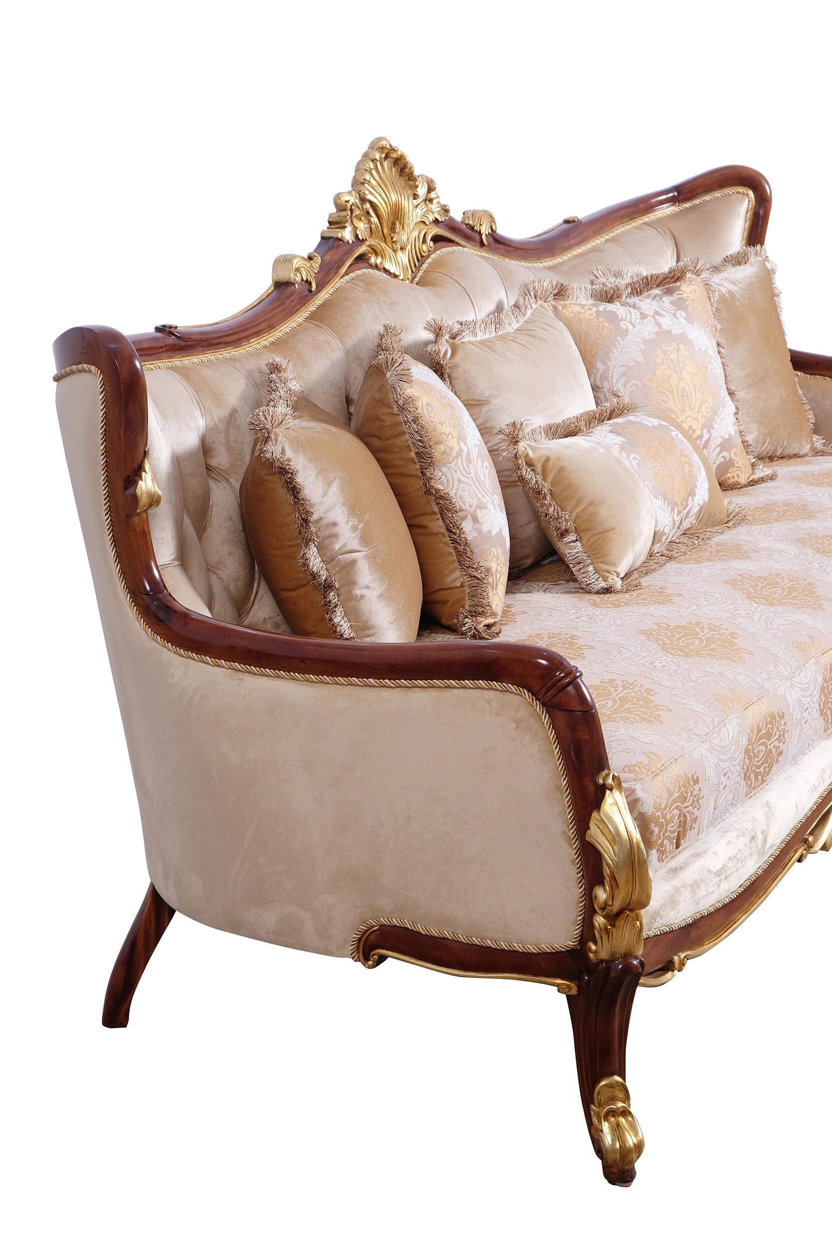 

    
Luxury Antique Walnut & Gold VERONICA Sofa Set 3Pcs EUROPEAN FURNITURE Traditional
