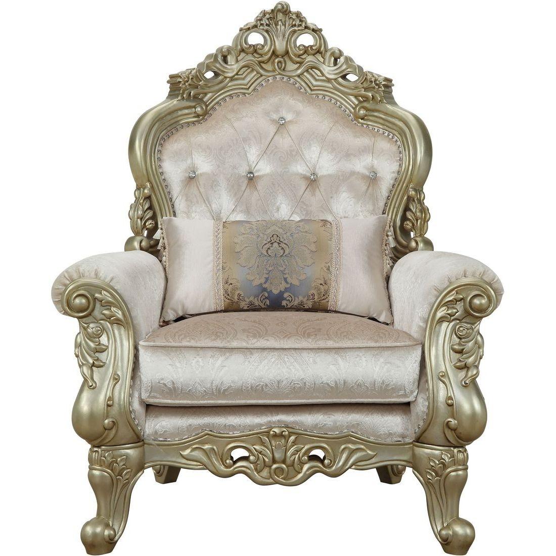 

    
Luxury Antique White Cream Tufted Arm Chair Gorsedd-52442  Acme Traditional
