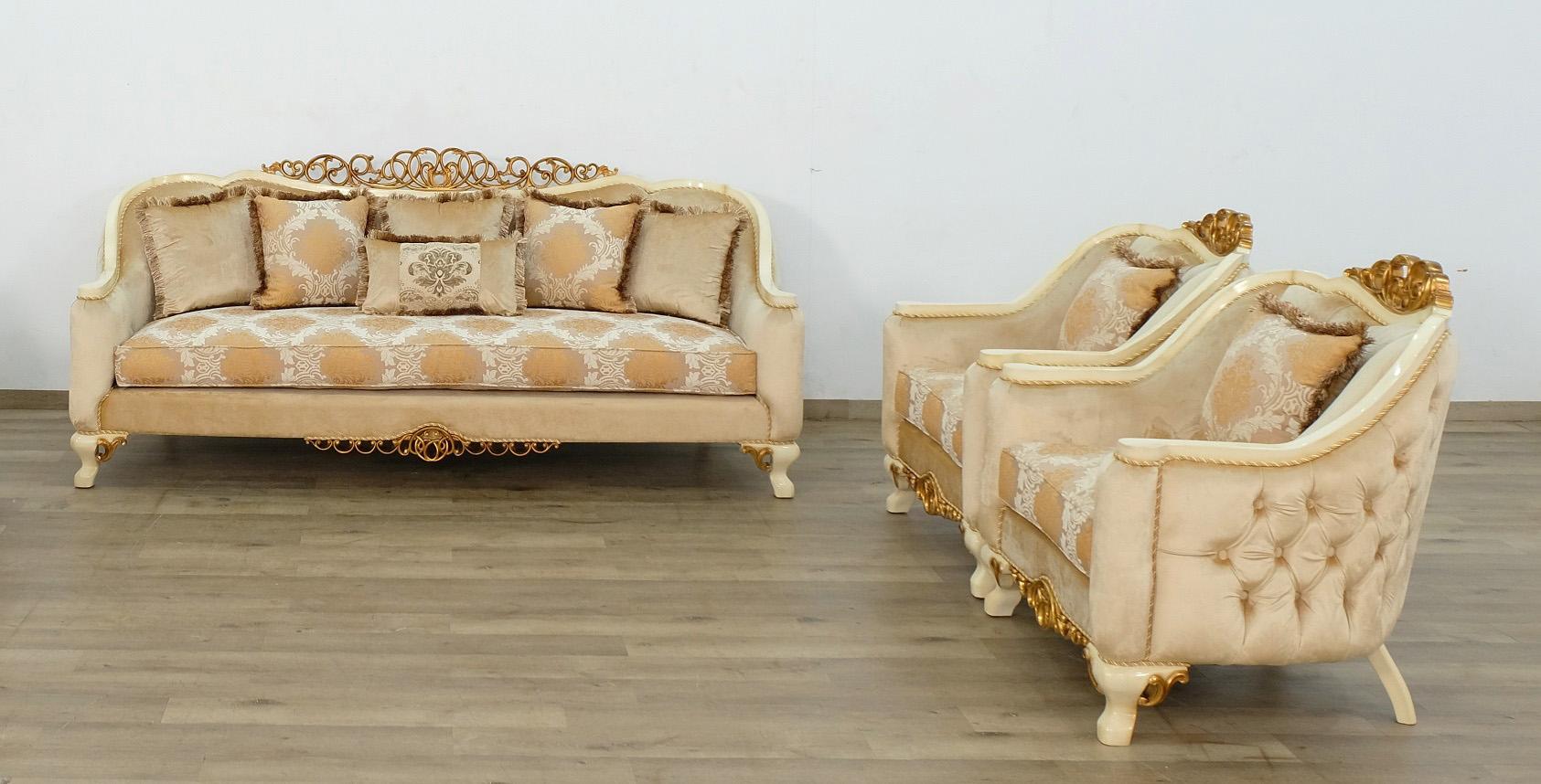 

    
 Shop  Luxury Beige Antique Dark Gold Wood Trim ANGELICA Chair EUROPEAN FURNITURE
