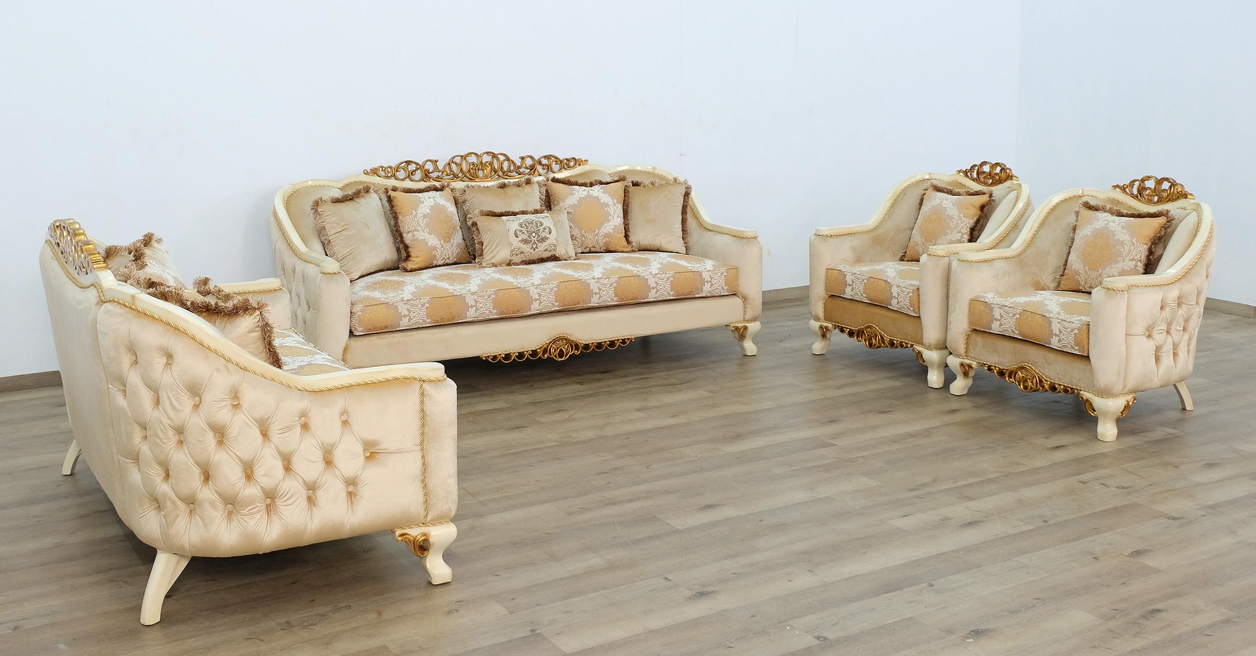 

    
EUROPEAN FURNITURE ANGELICA Sofa Set Antique/Gold/Brown/Beige 45352-Set-4
