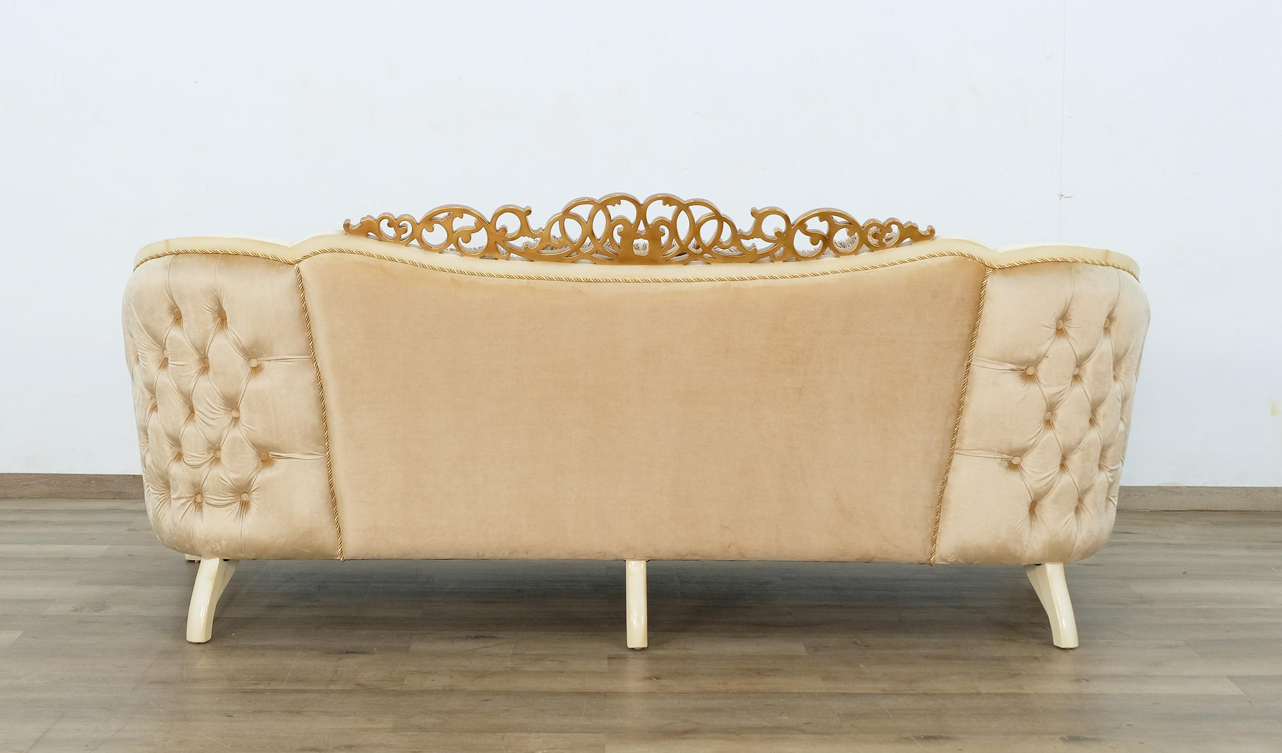 

    
 Photo  Luxury Beige Antique Dark Gold Wood Trim ANGELICA Sofa Set 4 Pcs EUROPEAN FURNITURE
