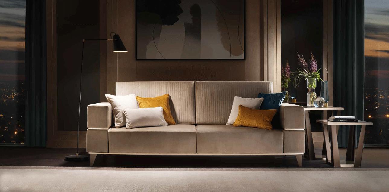 

    
Luxury Beige Fabric 3 Seat Sofa ARREDOAMBRA ESF Modern Glam Made in Italy
