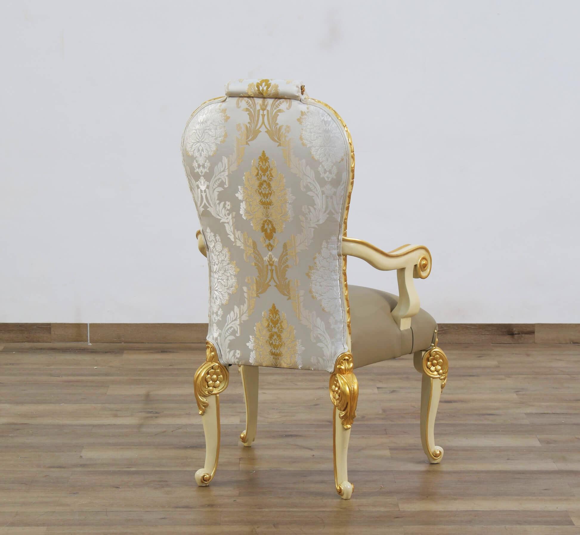 

    
Luxury Beige & Gold BELLAGIO Dining Arm Chair Set 2Pcs EUROPEAN FURNITURE
