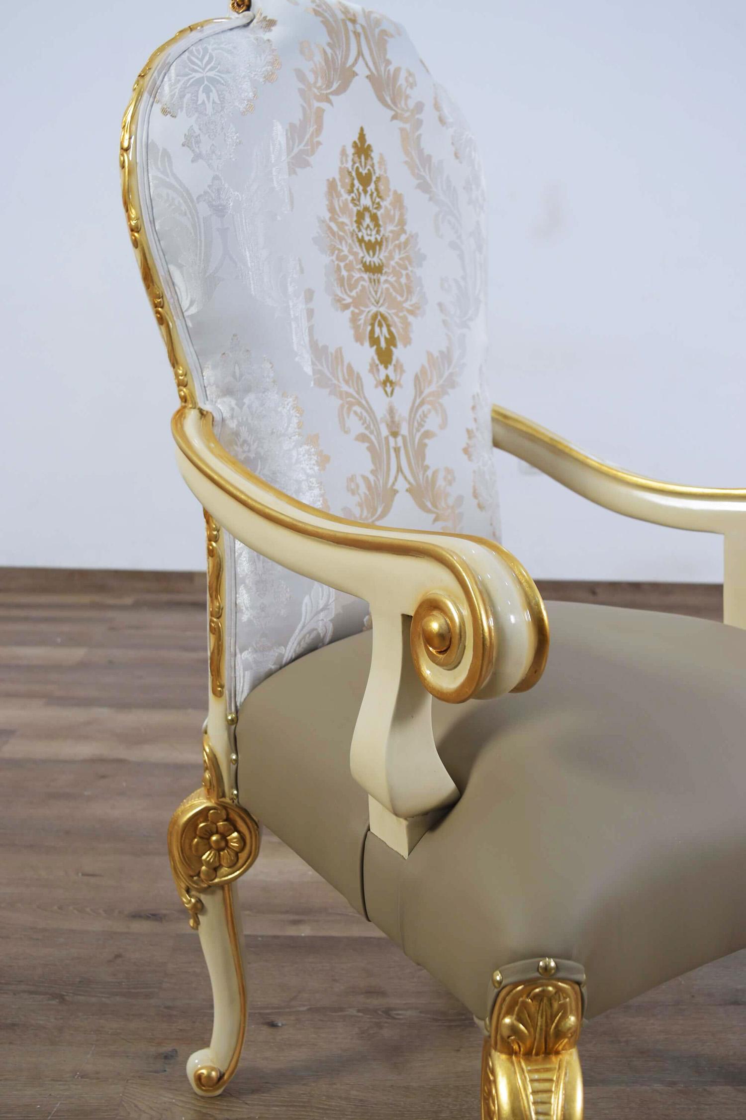 

                    
EUROPEAN FURNITURE BELLAGIO Dining Arm Chair Set Pearl/Gold/Beige Leather Purchase 
