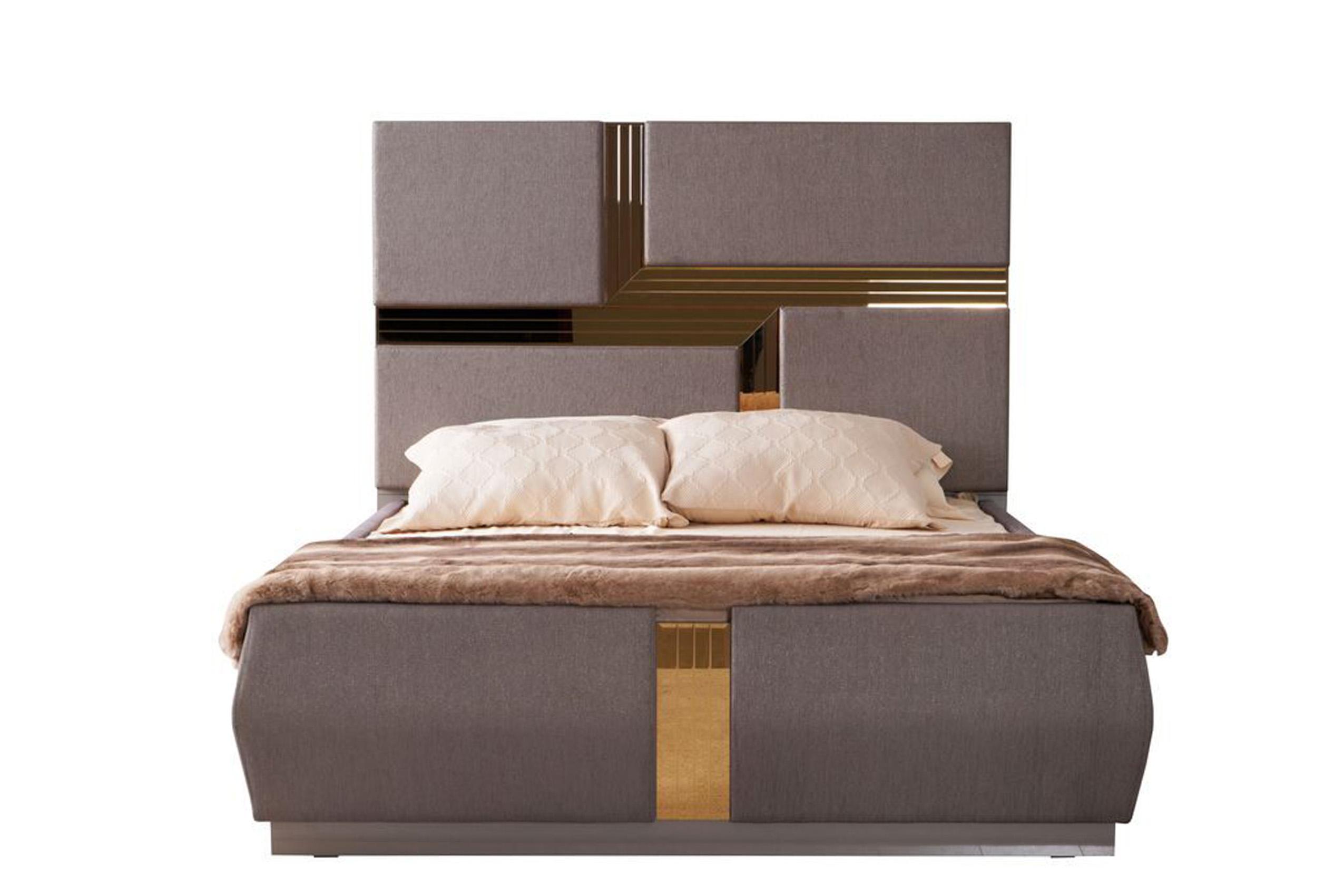 Contemporary, Modern Platform Bed LORENZO LORENZO-EK in Gold, Beige 