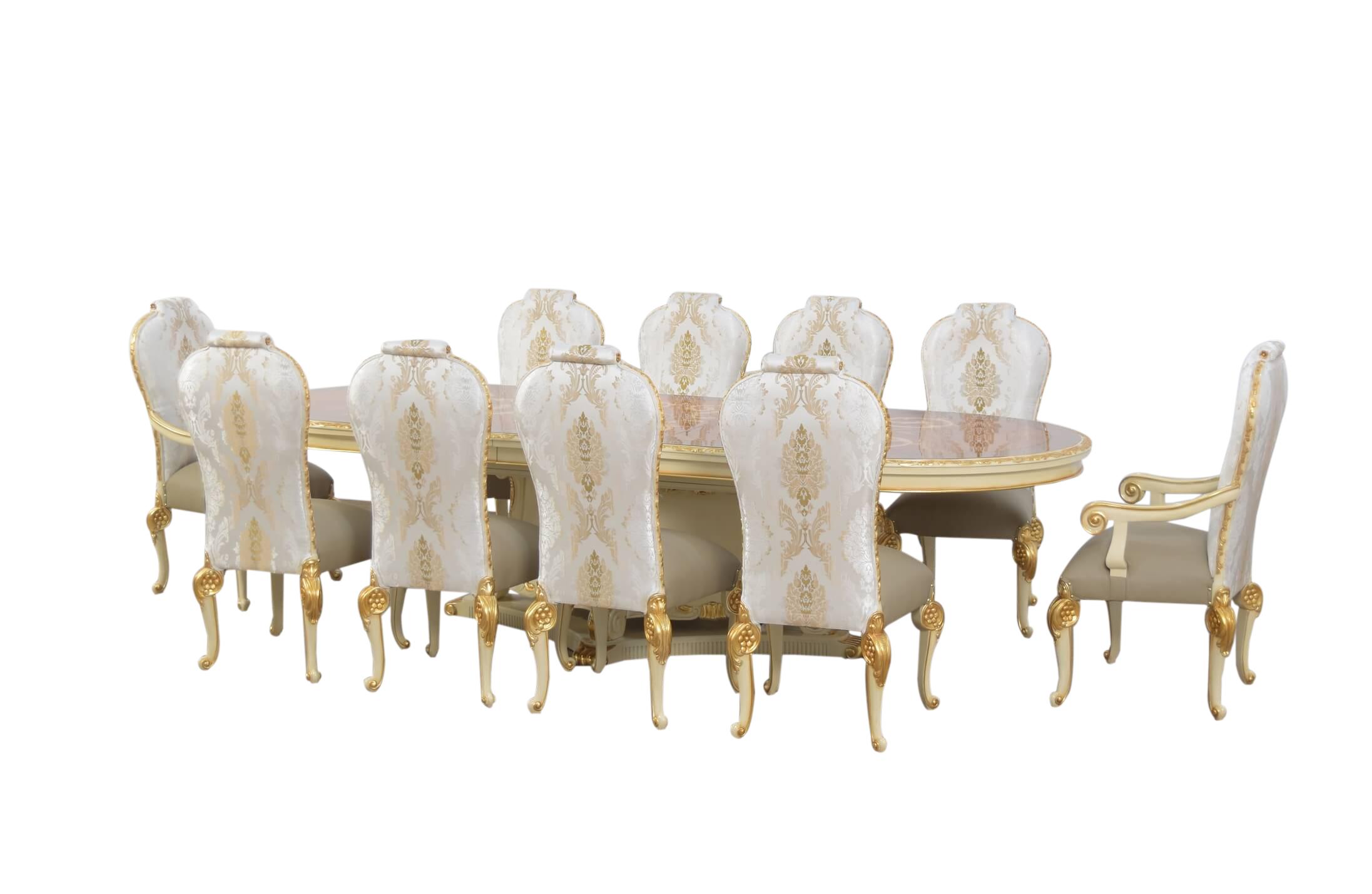 

    
 Order  Luxury Beige & Gold Leaf BELLAGIO Dining Table Set 13Pcs EUROPEAN FURNITURE Classic
