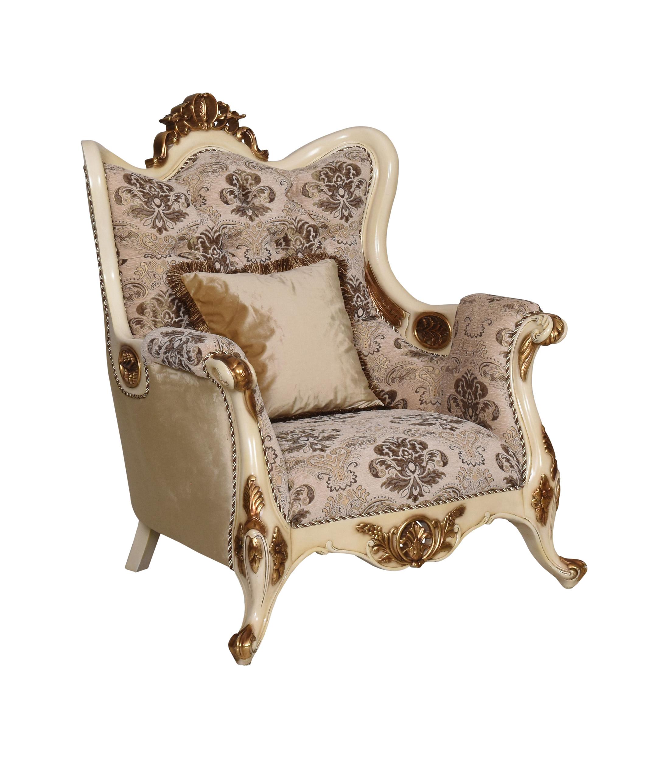 Classic, Traditional Arm Chair PARIS 37008-C in Antique, Gold, Beige Fabric