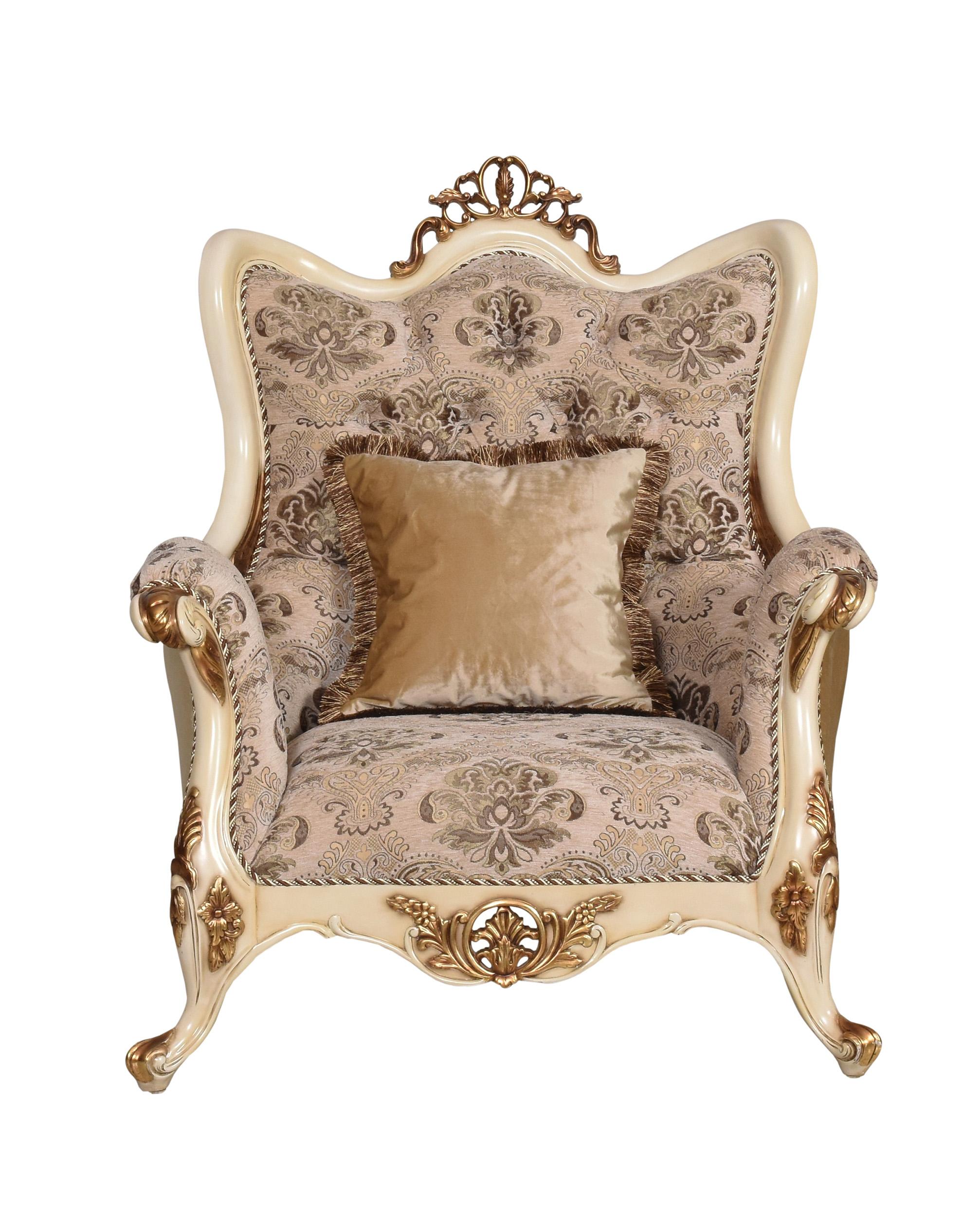 

    
Luxury Beige & Gold Wood Trim PARIS Chair EUROPEAN FURNITURE Traditional
