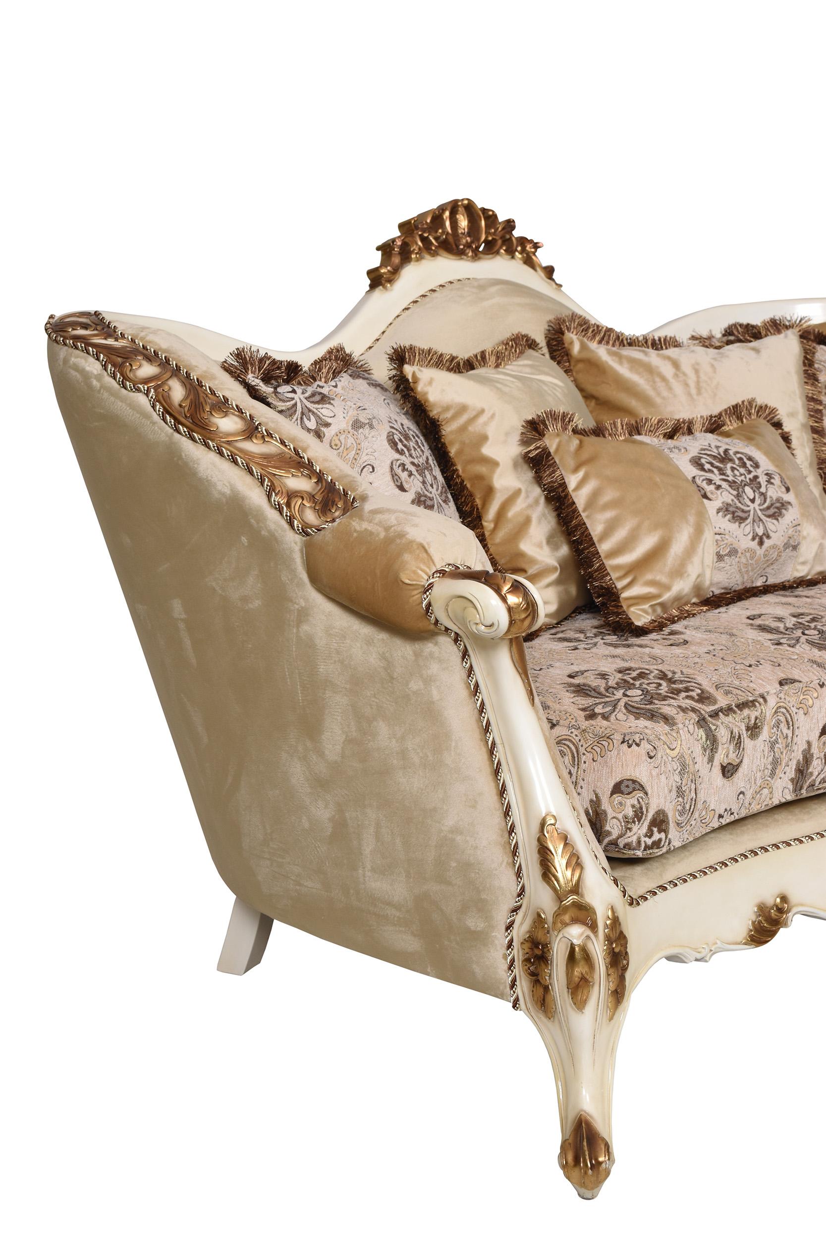 

    
 Photo  Luxury Beige & Gold Wood Trim PARIS Sofa Set 2 Pcs EUROPEAN FURNITURE Traditional
