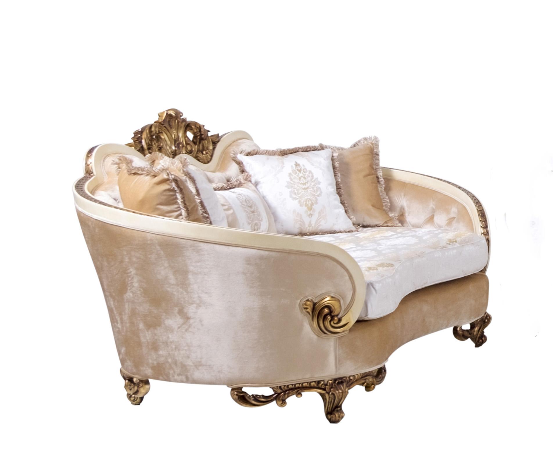 Classic, Traditional Loveseat ROSABELLA 36031-L in Antique, Gold, Beige Fabric