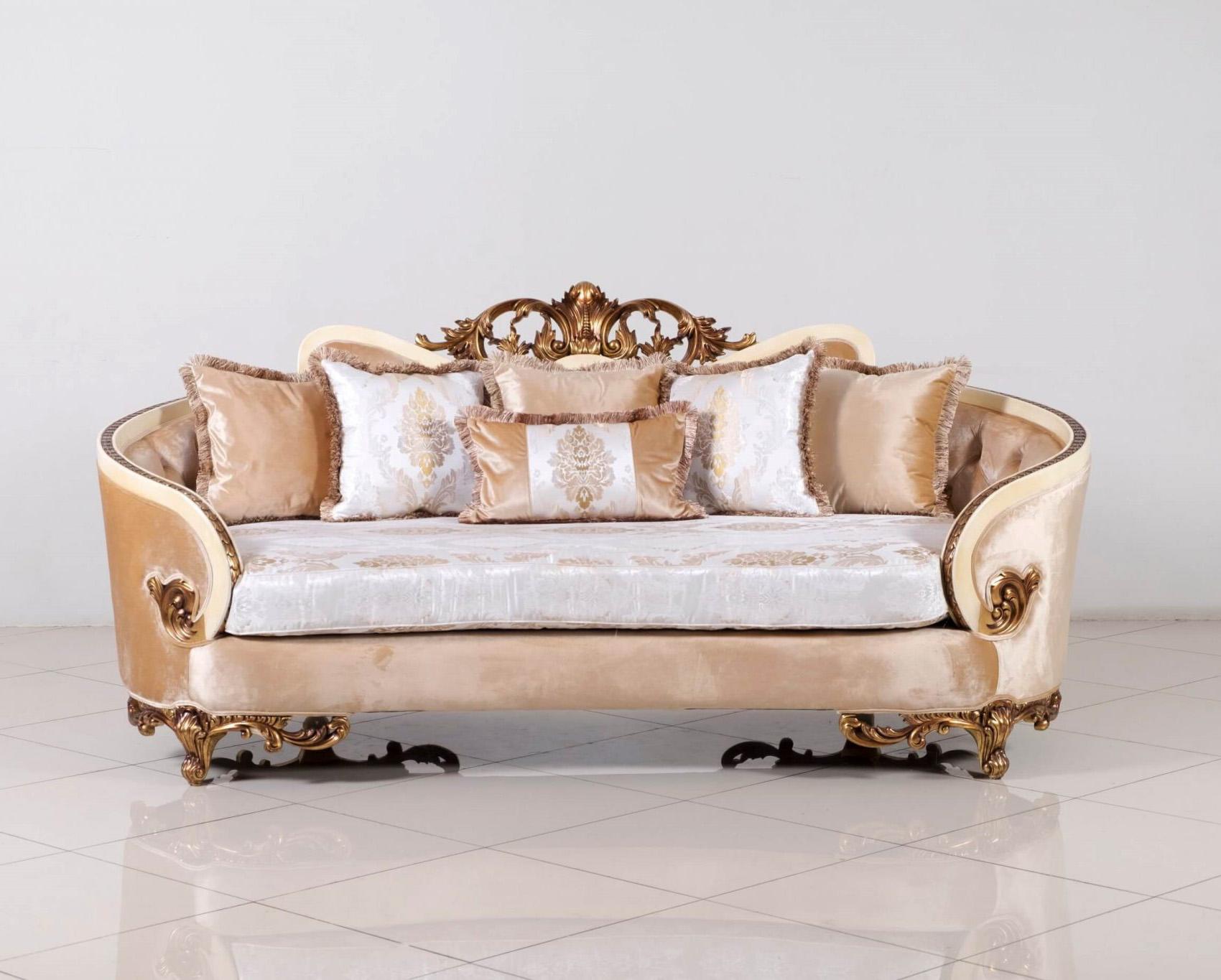 

    
36031-Set-4 Luxury Beige & Gold Wood Trim ROSABELLA Sofa Set 4 Pcs EUROPEAN FURNITURE Classic
