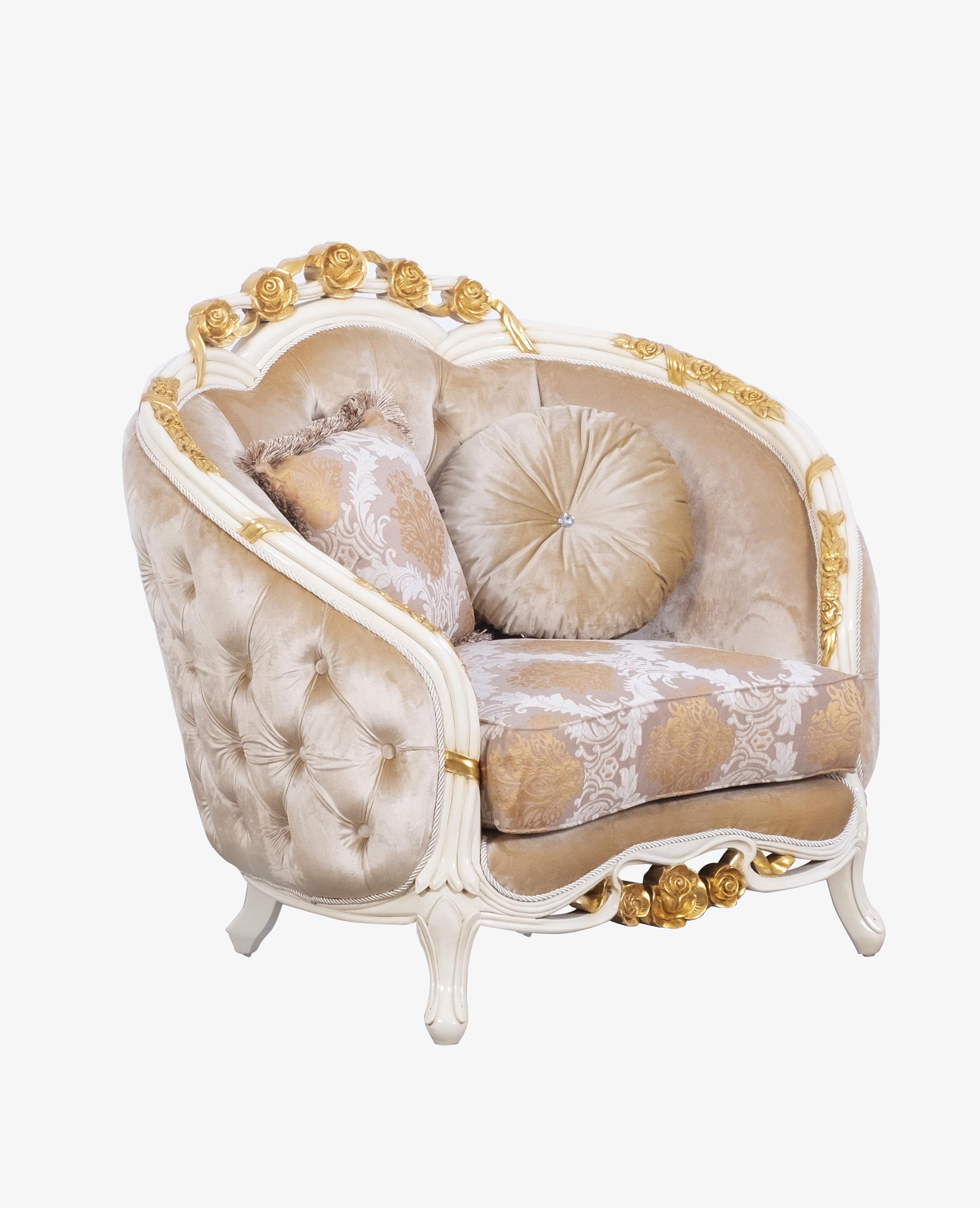 

    
Luxury Beige & Gold Wood Trim VALENTINE Chair EUROPEAN FURNITURE Classic
