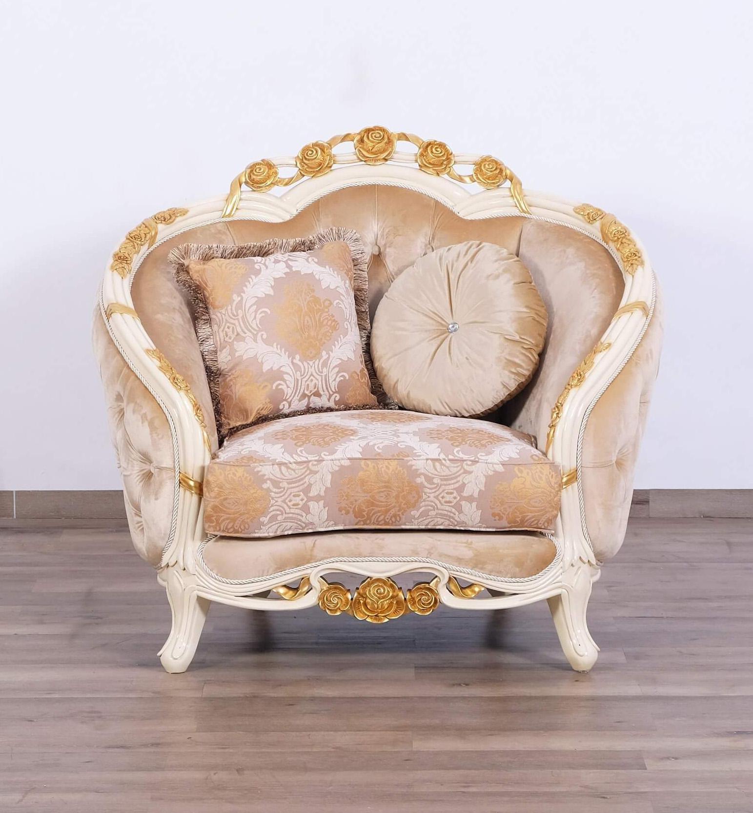 

    
45010-C-Set-2 Luxury Beige & Gold Wood Trim VALENTINE Chair Set 2 Pcs EUROPEAN FURNITURE Classic
