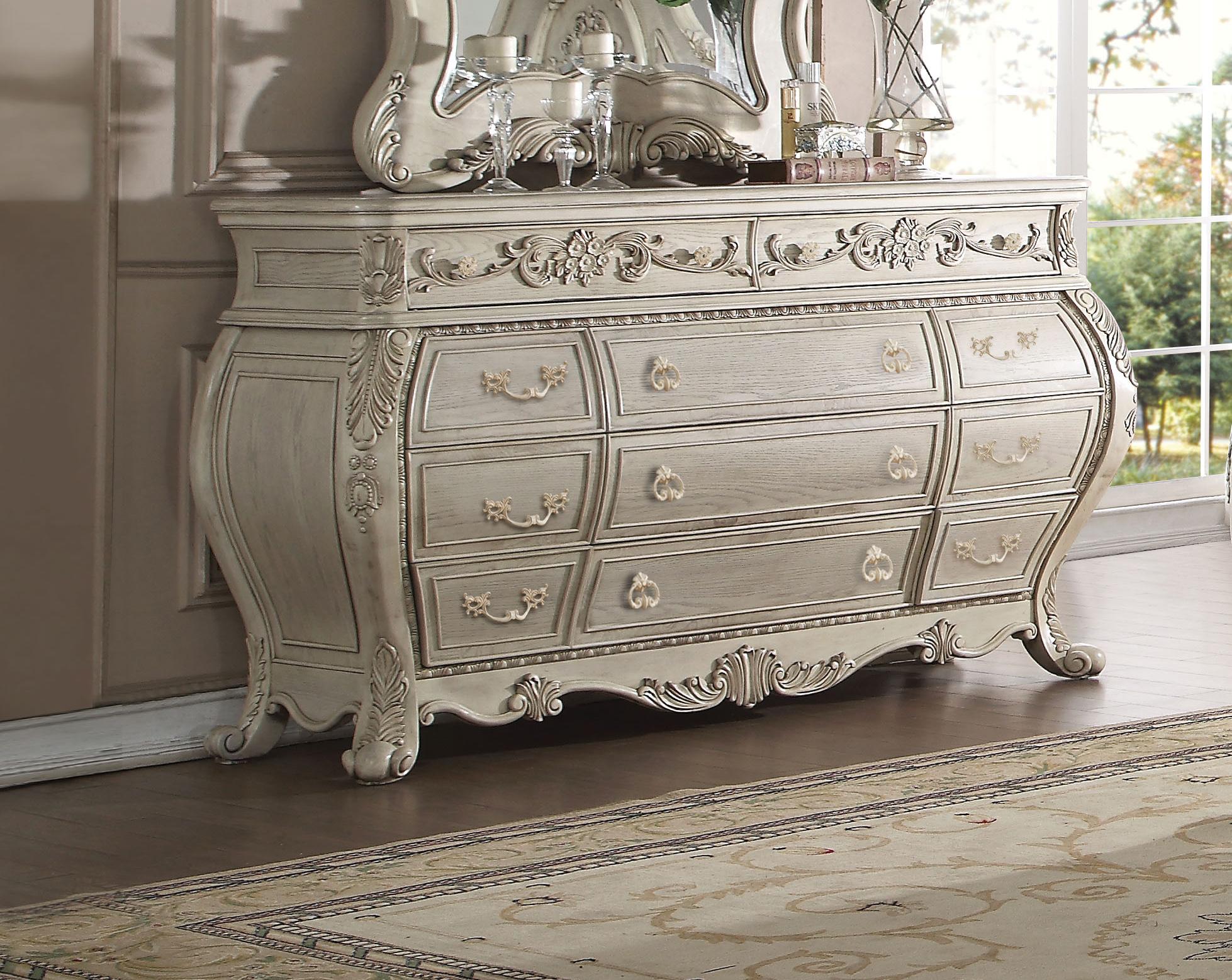 

        
Acme Furniture Ragenardus-27007EK Panel Bedroom Set Antique White/Beige Linen 0840412073588
