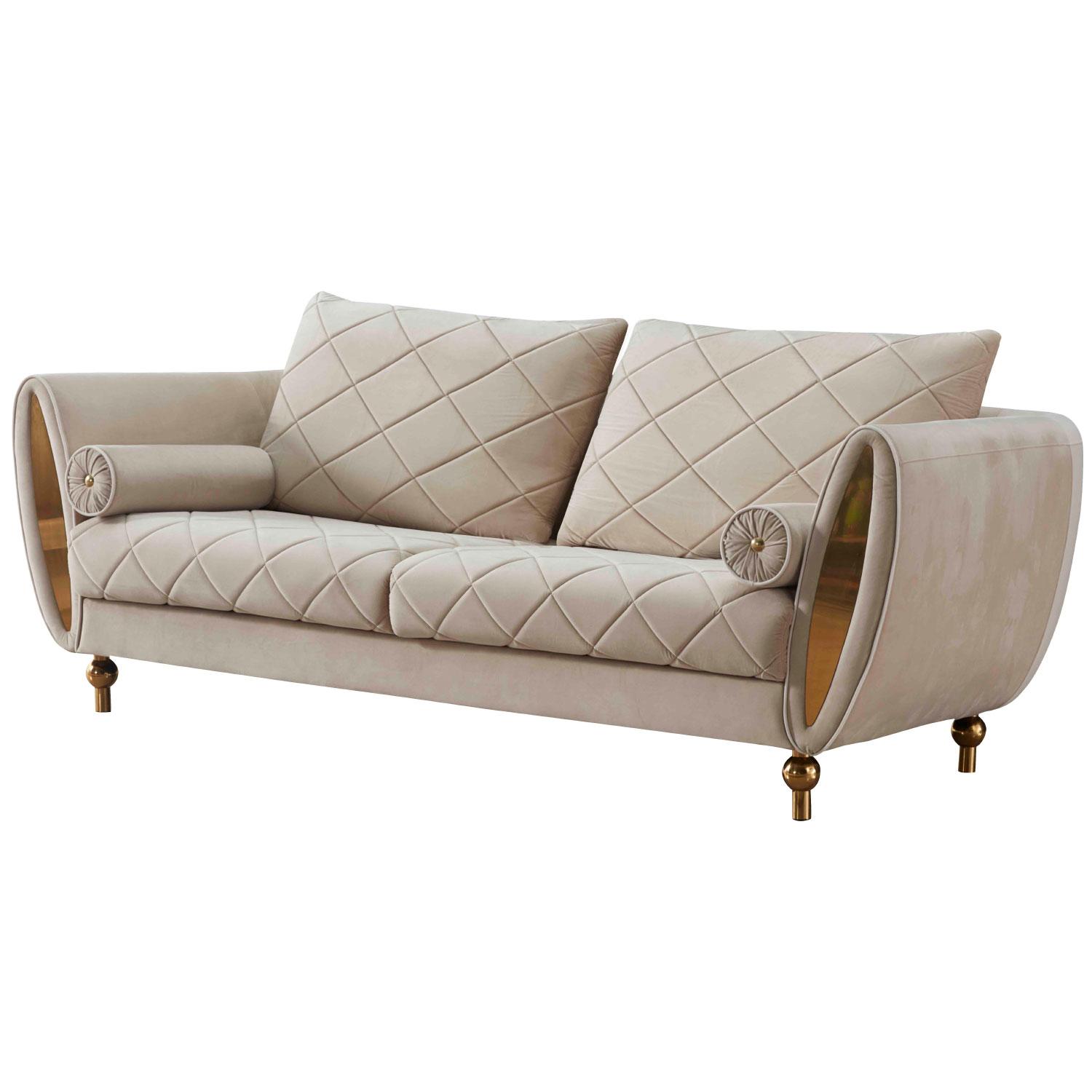 Modern, Vintage Sofa SIPARIO VITA EF-22562-S in Gold, Beige Velvet