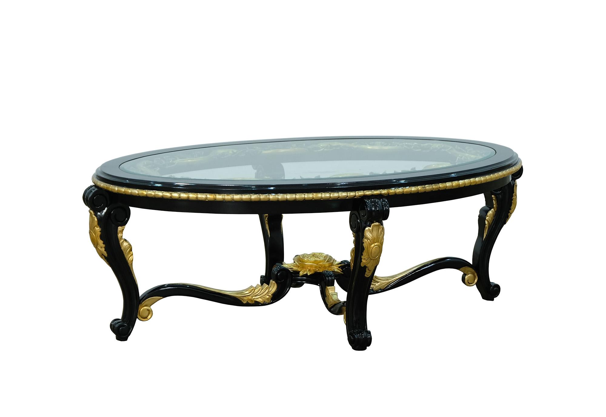 

    
Luxury Black & Gold BELLAGIO III Coffee Table EUROPEAN FURNITURE Carved Wood
