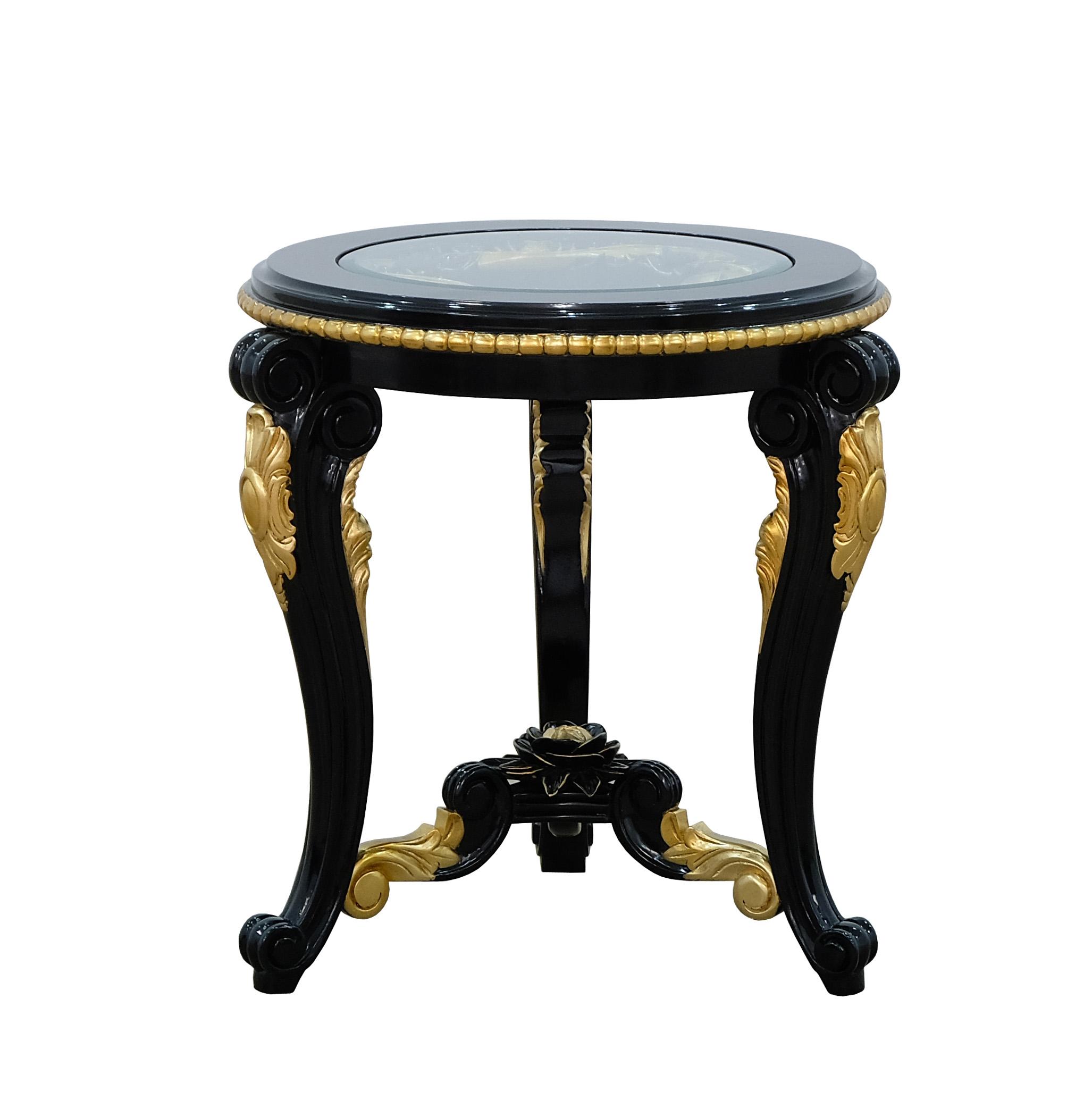 Classic, Traditional End Table BELLAGIO III 30019-ET in Antique, Gold, Black, Beige 