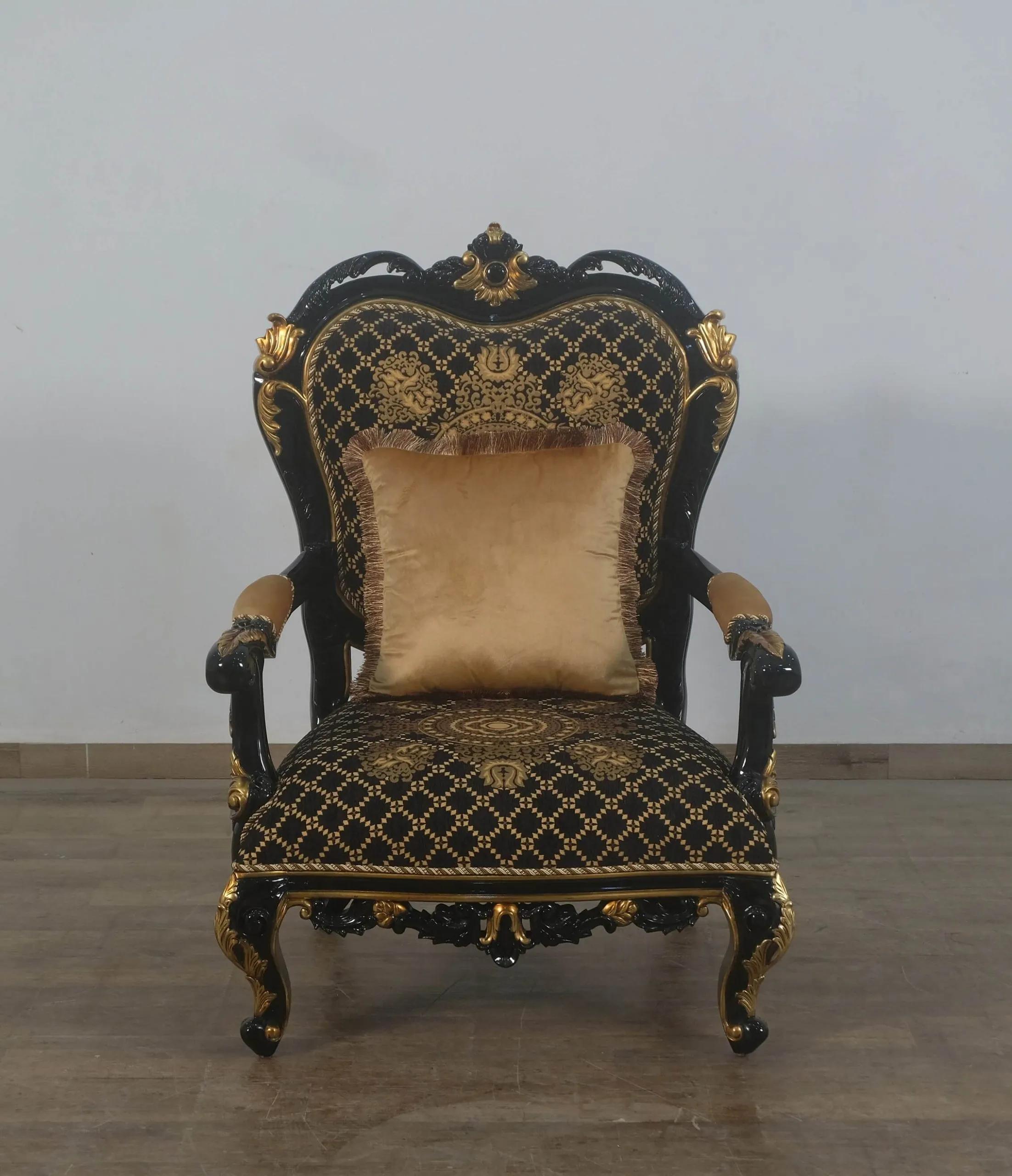

    
Luxury Black & Gold Damask ROSELLA Chair EUROPEAN FURNITURE Classic
