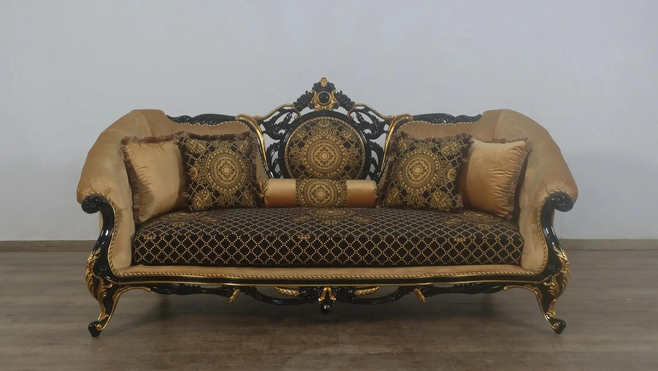 

    
Luxury Black & Gold Damask ROSELLA Sofa EUROPEAN FURNITURE Classic
