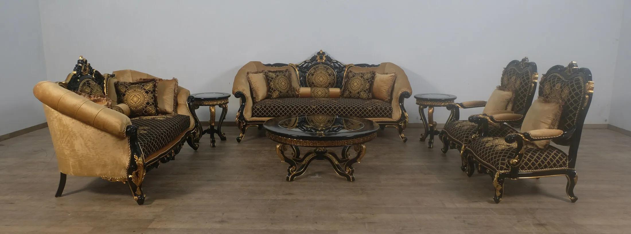 

    
 Shop  Luxury Black & Gold Damask ROSELLA Sofa Set 2Pcs EUROPEAN FURNITURE Classic

