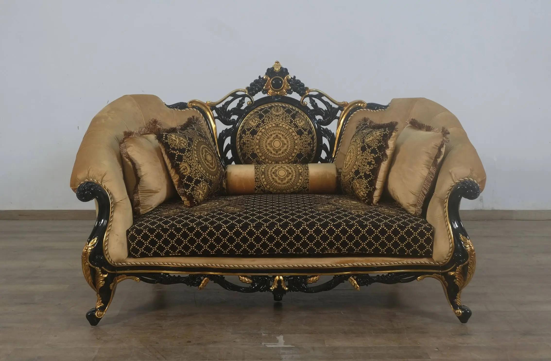 

    
44696-Set-2 Luxury Black & Gold Damask ROSELLA Sofa Set 2Pcs EUROPEAN FURNITURE Classic
