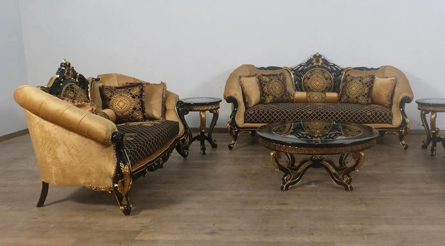 

    
Luxury Black & Gold Damask ROSELLA Sofa Set 2Pcs EUROPEAN FURNITURE Classic
