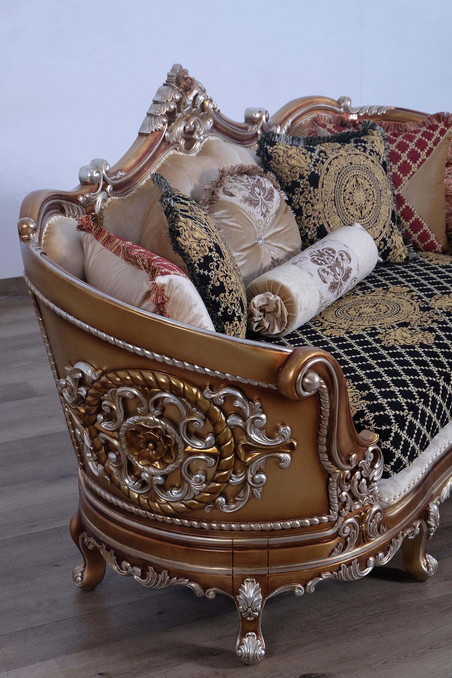 

    
 Shop  Luxury Black & Gold Wood Trim SAINT GERMAIN II Sofa Set 4Pcs EUROPEAN FURNITURE
