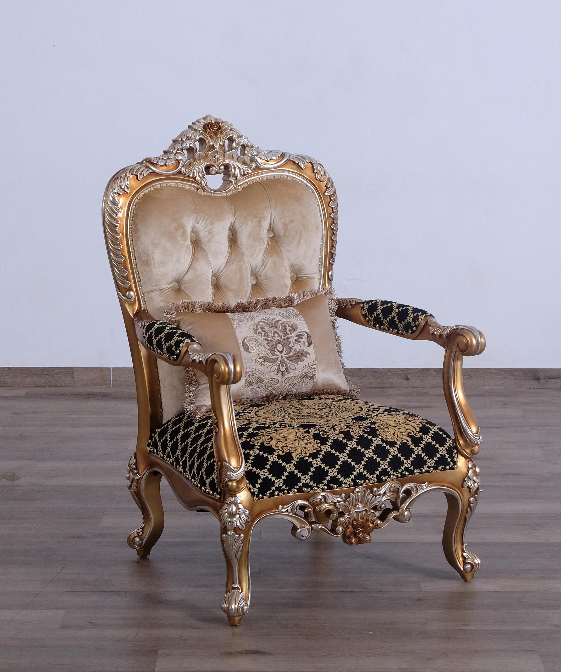 

    
 Order  Luxury Black & Gold Wood Trim SAINT GERMAIN II Sofa Set 4Pcs EUROPEAN FURNITURE
