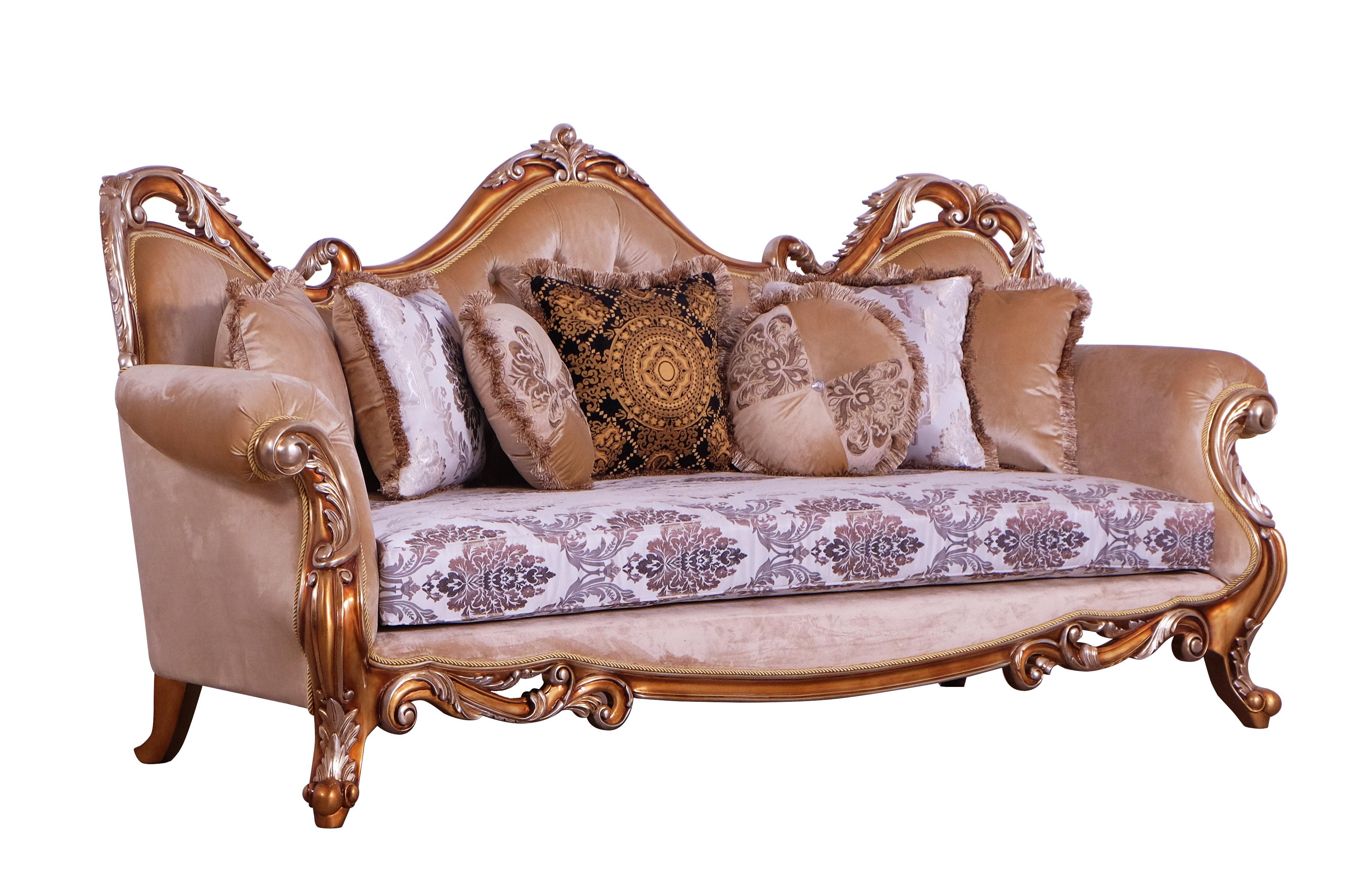 Classic, Traditional Sofa TIZIANO II 38996-S in Antique, Silver, Gold, Black Fabric