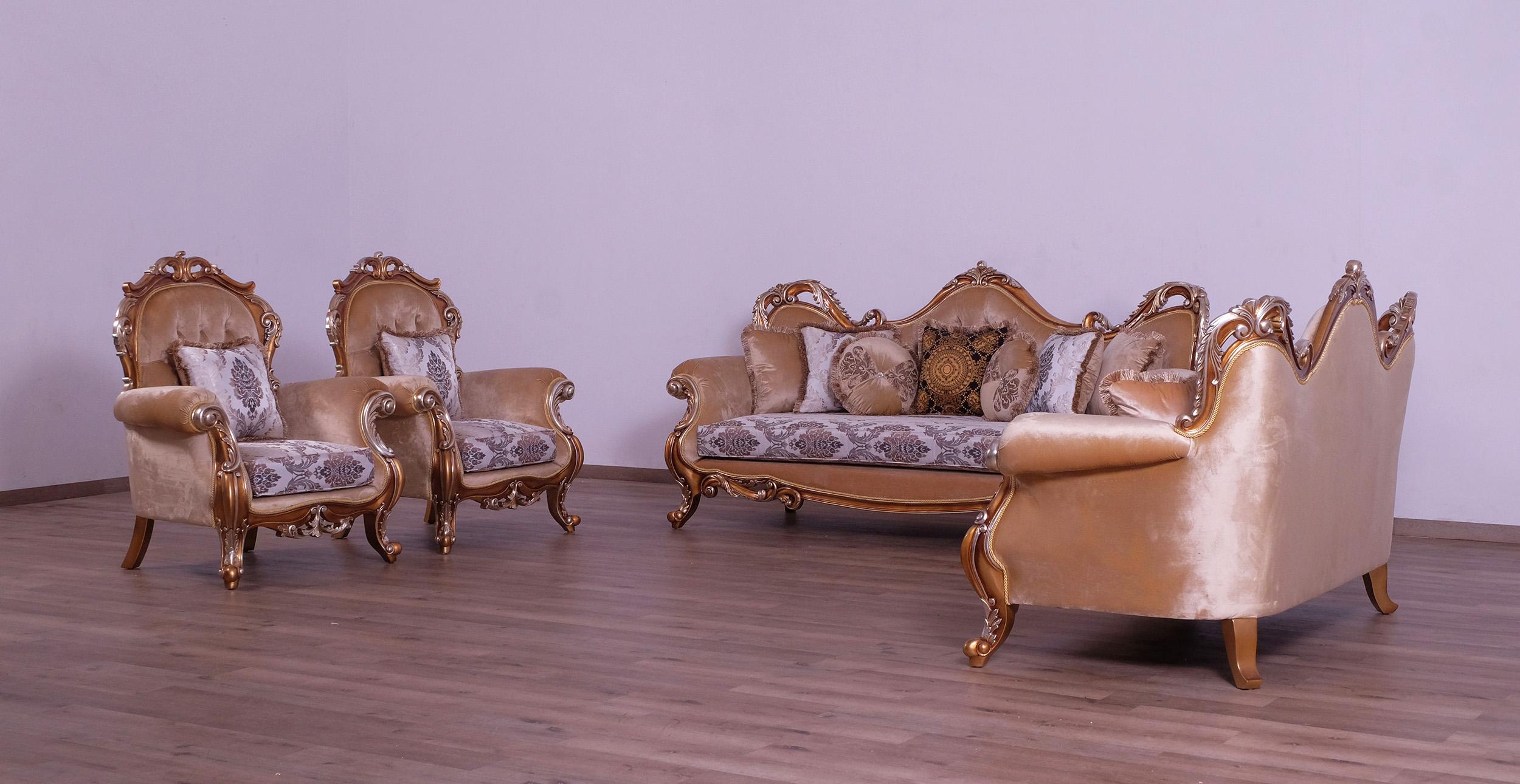 

    
 Shop  Luxury Black & Gold Wood Trim TIZIANO II Sofa EUROPEAN FURNITURE Traditional
