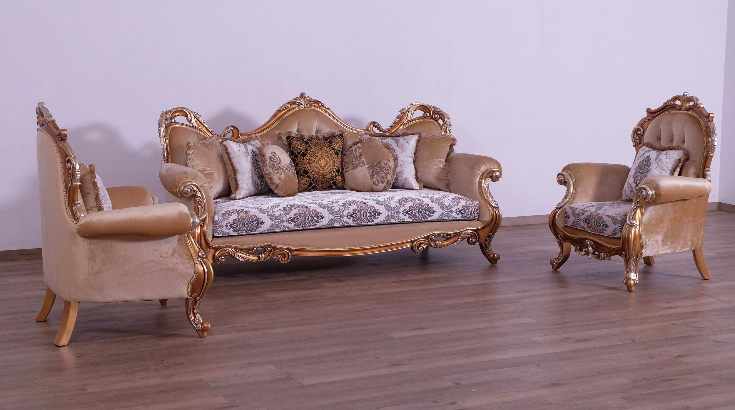 

    
Luxury Black & Gold Wood Trim TIZIANO II Sofa EUROPEAN FURNITURE Traditional
