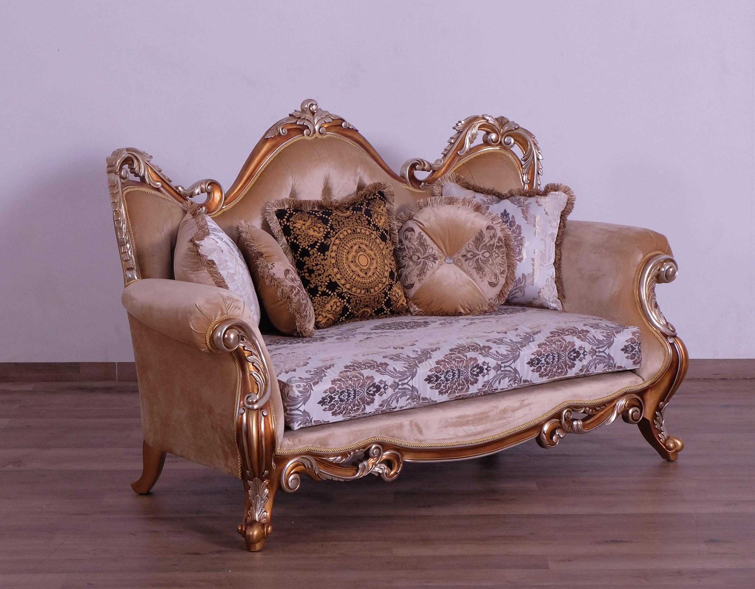 

    
 Order  Luxury Black & Gold Wood Trim TIZIANO II Sofa Set 2 Pcs EUROPEAN FURNITURE Classic
