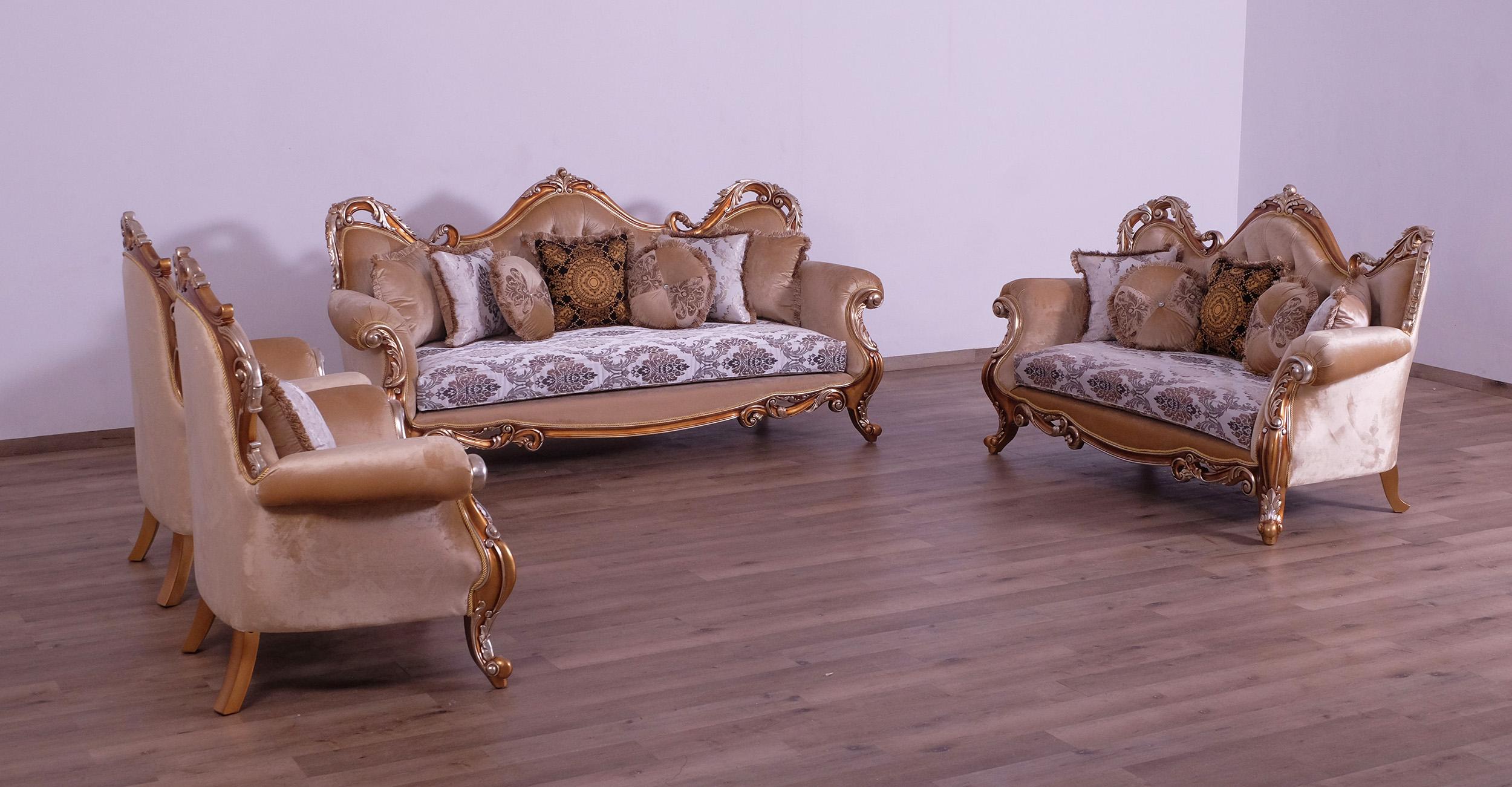 

    
Luxury Black & Gold Wood Trim TIZIANO II Sofa Set 2 Pcs EUROPEAN FURNITURE Classic
