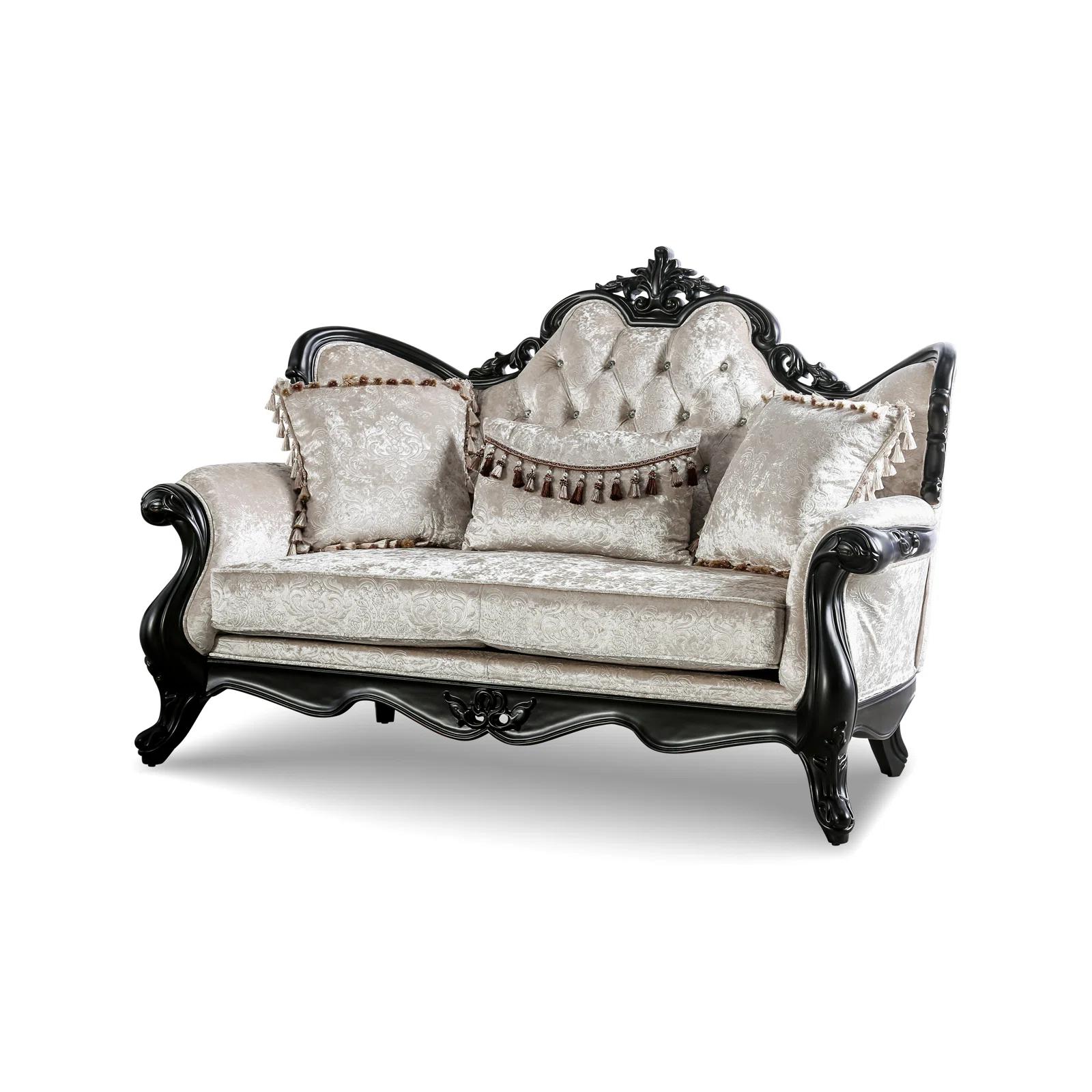 Traditional, Transitional Loveseat FM65001ES-LV FM65001ES-LV in Off-White Leather Match