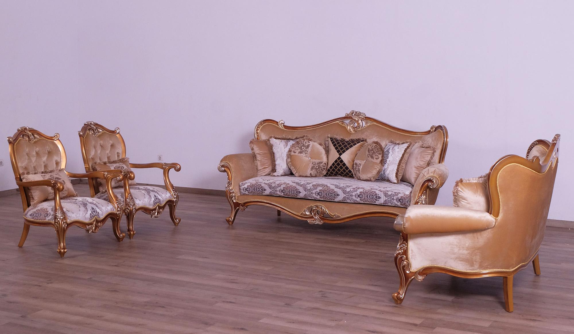 

    
 Shop  Luxury Black & Sand Wood Trim AUGUSTUS II Sofa EUROPEAN FURNITURE Traditional
