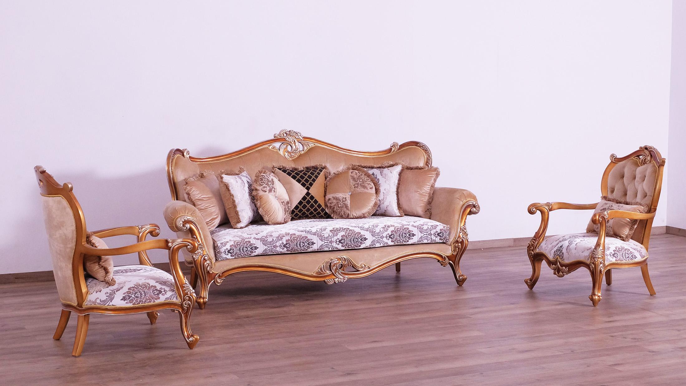 

    
 Order  Luxury Black & Sand Wood Trim AUGUSTUS II Sofa EUROPEAN FURNITURE Traditional
