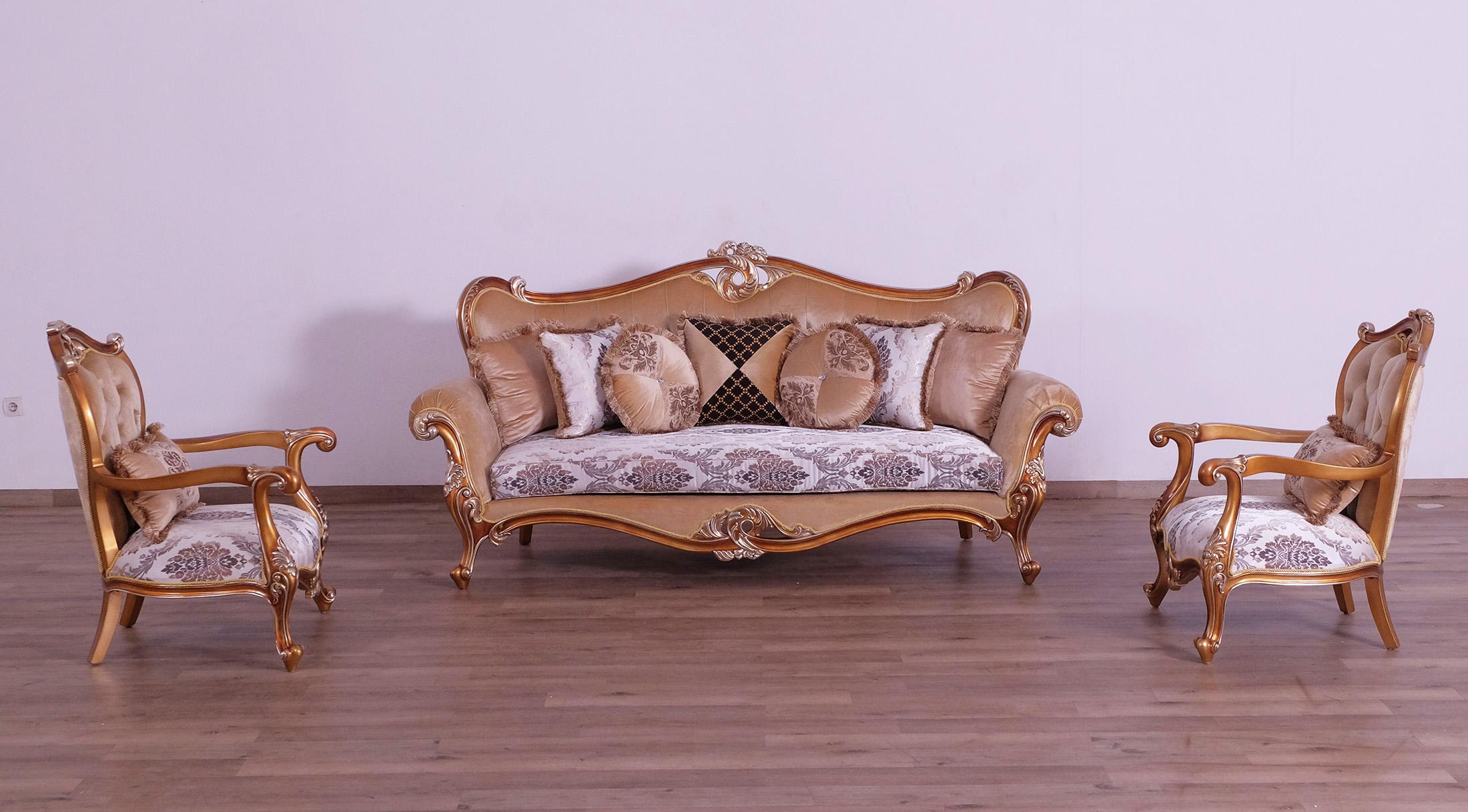 

    
Luxury Black & Sand Wood Trim AUGUSTUS II Sofa Set 3Pcs EUROPEAN FURNITURE Classic
