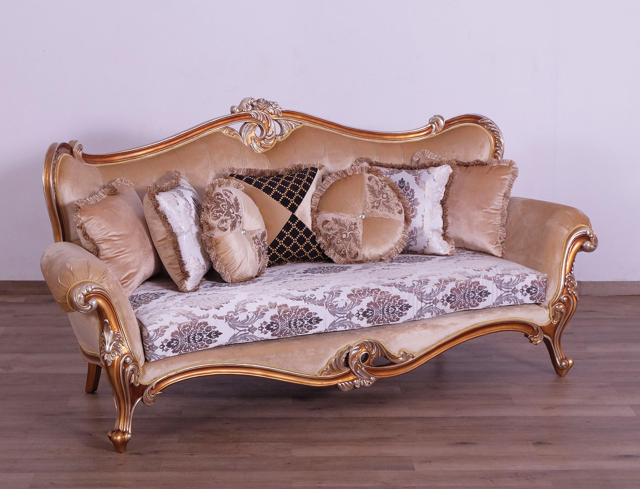 

    
 Shop  Luxury Black & Sand Wood Trim AUGUSTUS II Sofa Set 4 Pcs EUROPEAN FURNITURE Classic
