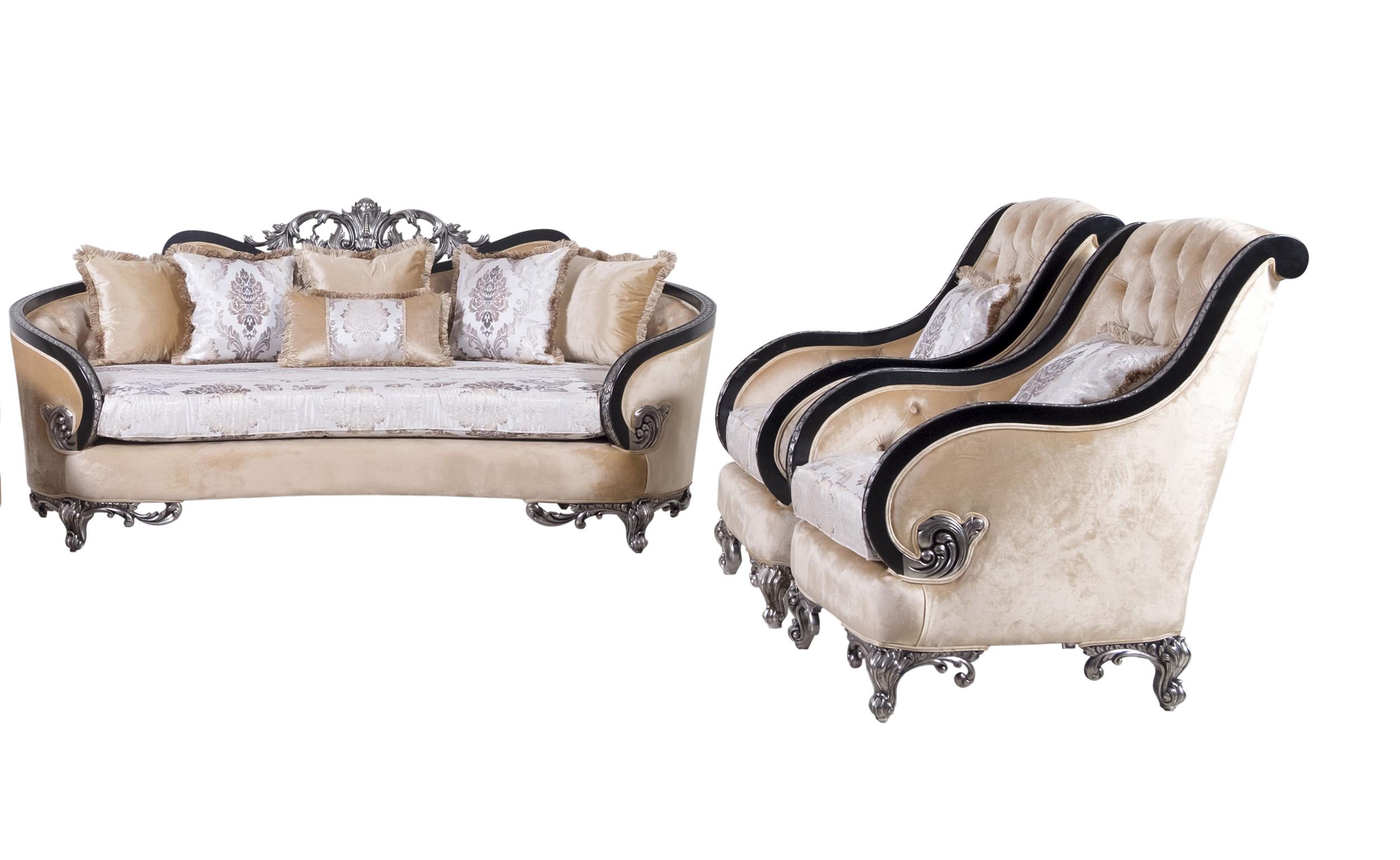 

    
35022-C -Set-2 Luxury Black & Silver Wood Trim ROSABELLA Chair Set 2Pcs EUROPEAN FURNITURE Classic
