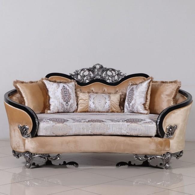 

    
35022-Set-2 Luxury Black & Silver Wood Trim ROSABELLA Sofa Set 2Pcs EUROPEAN FURNITURE Classic
