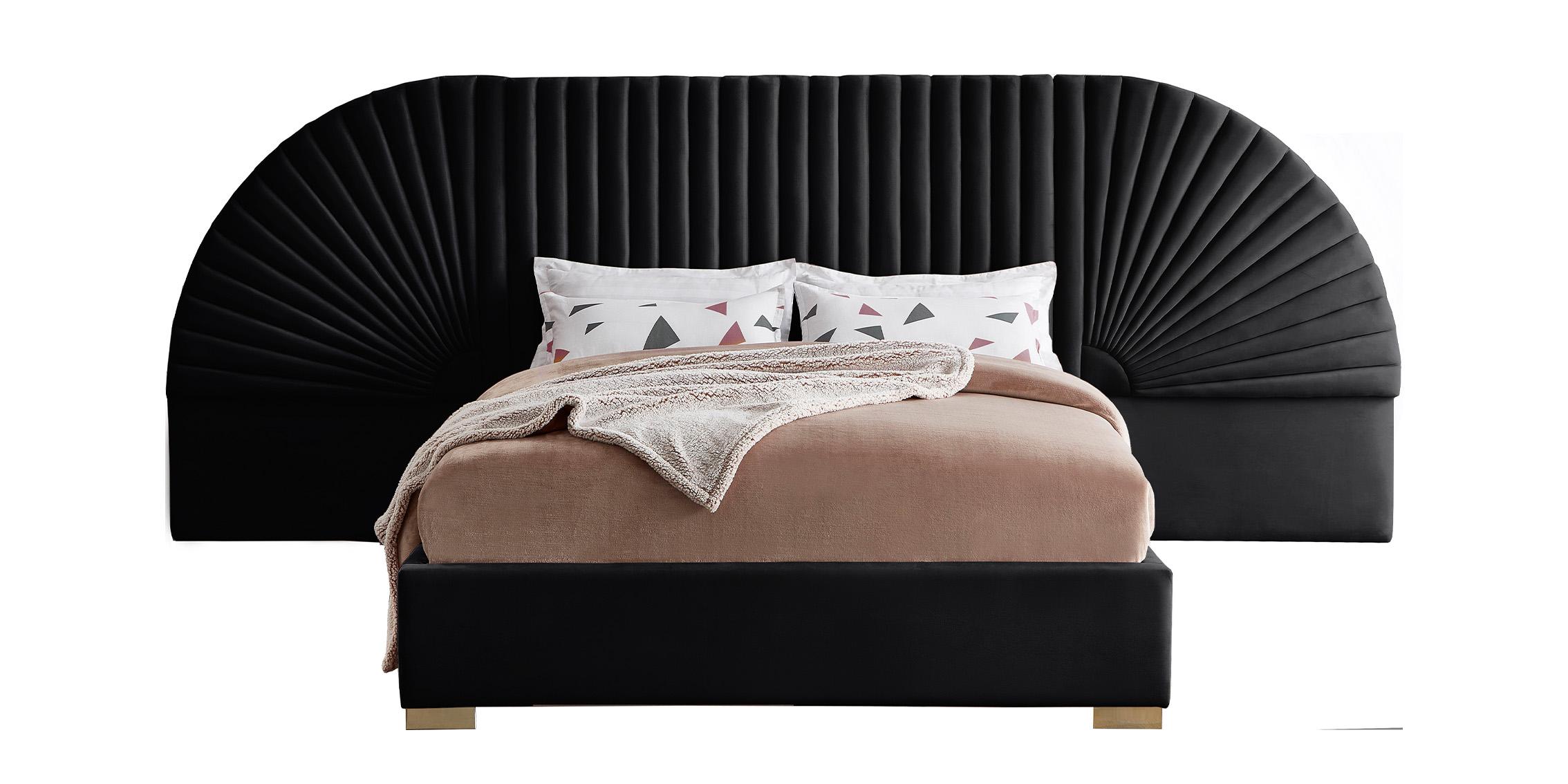 

    
Luxury Black Velvet Channel-Tufted Queen Bed CLEO Black-Q Meridian Modern
