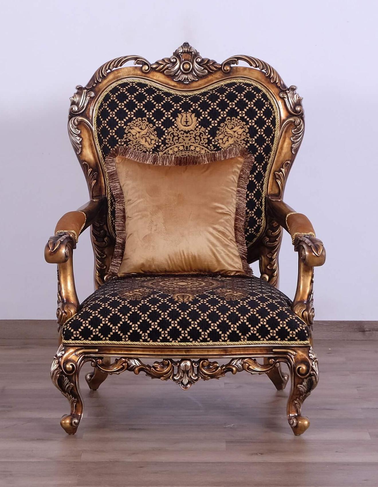 

    
EUROPEAN FURNITURE ROSELLA Arm Chair Gold/Bronze/Black 44697-C
