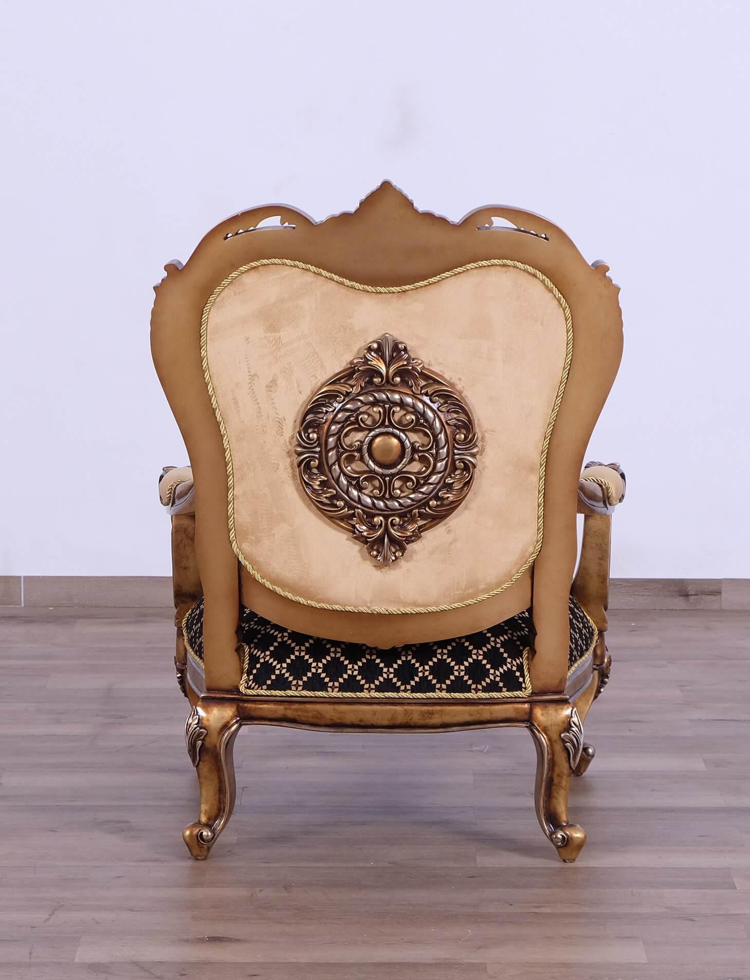 

    
Luxury Black w/Gold & Parisian Bronze ROSELLA Arm Chair EUROPEAN FURNITURE
