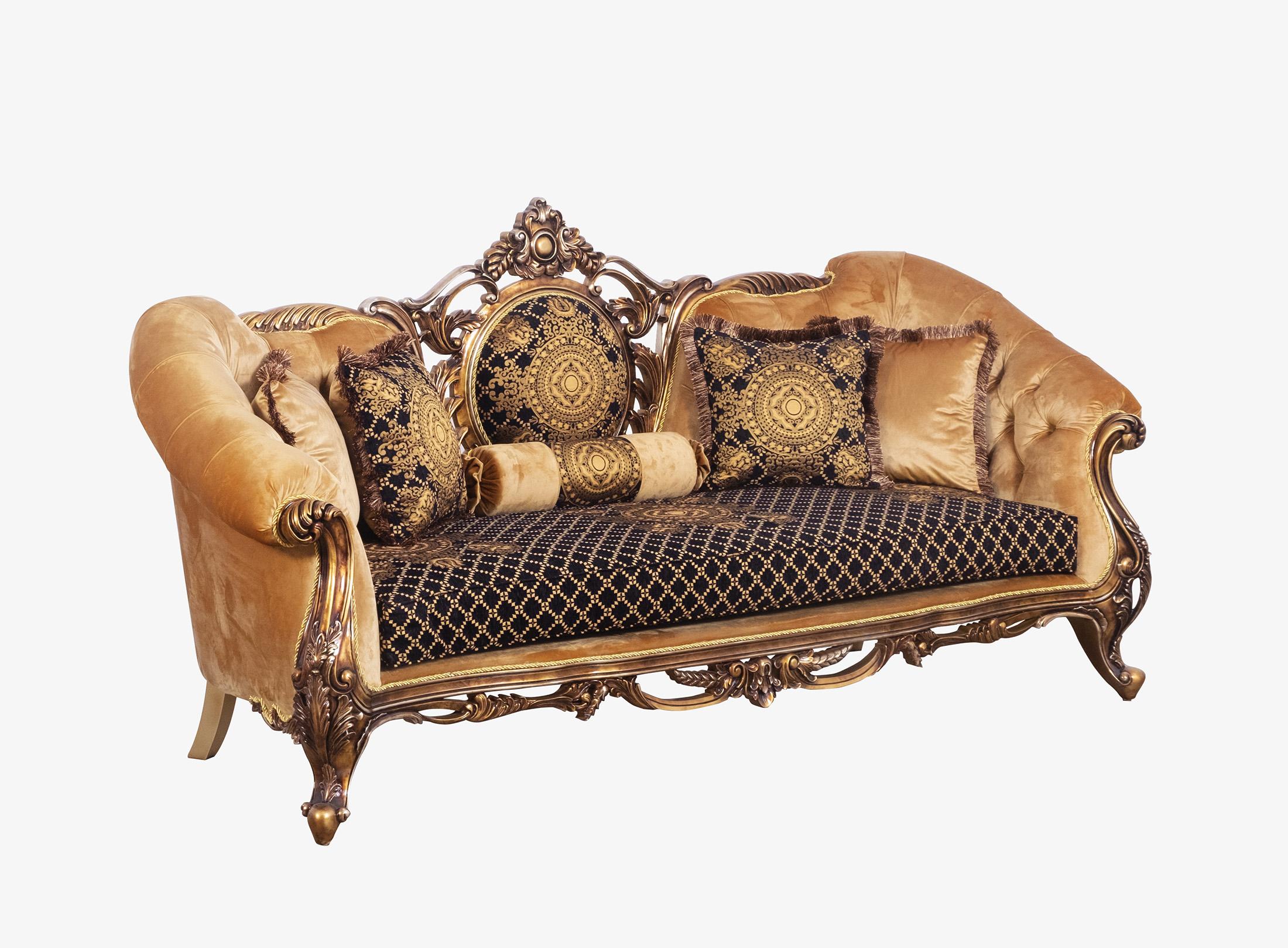

    
Luxury Black w/Gold & Parisian Bronze ROSELLA Sofa EUROPEAN FURNITURE Classic
