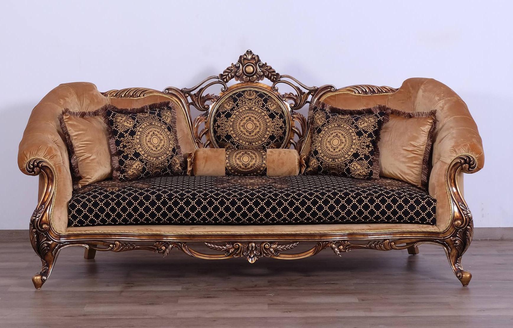 

    
Luxury Black w/Gold & Parisian Bronze ROSELLA Sofa EUROPEAN FURNITURE Classic
