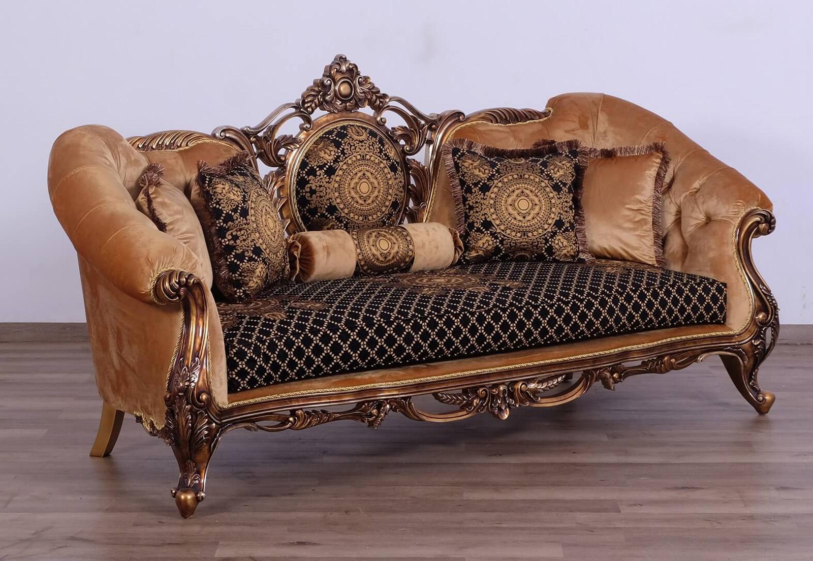 

        
EUROPEAN FURNITURE ROSELLA Sofa Gold/Bronze/Black Fabric 663701292220
