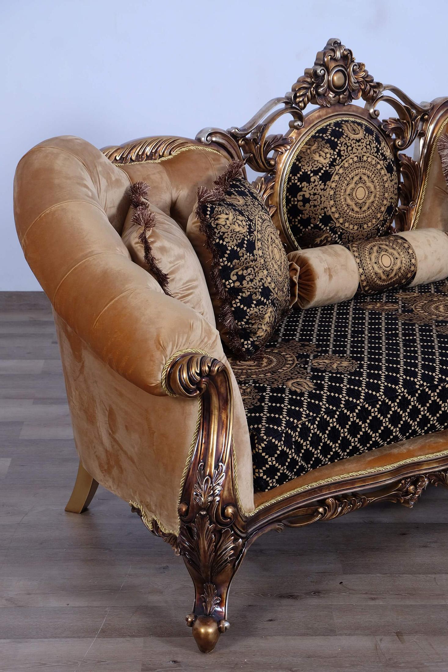 

    
 Shop  Luxury Black w/Gold & Parisian Bronze ROSELLA Sofa Set 2 Pcs EUROPEAN FURNITURE

