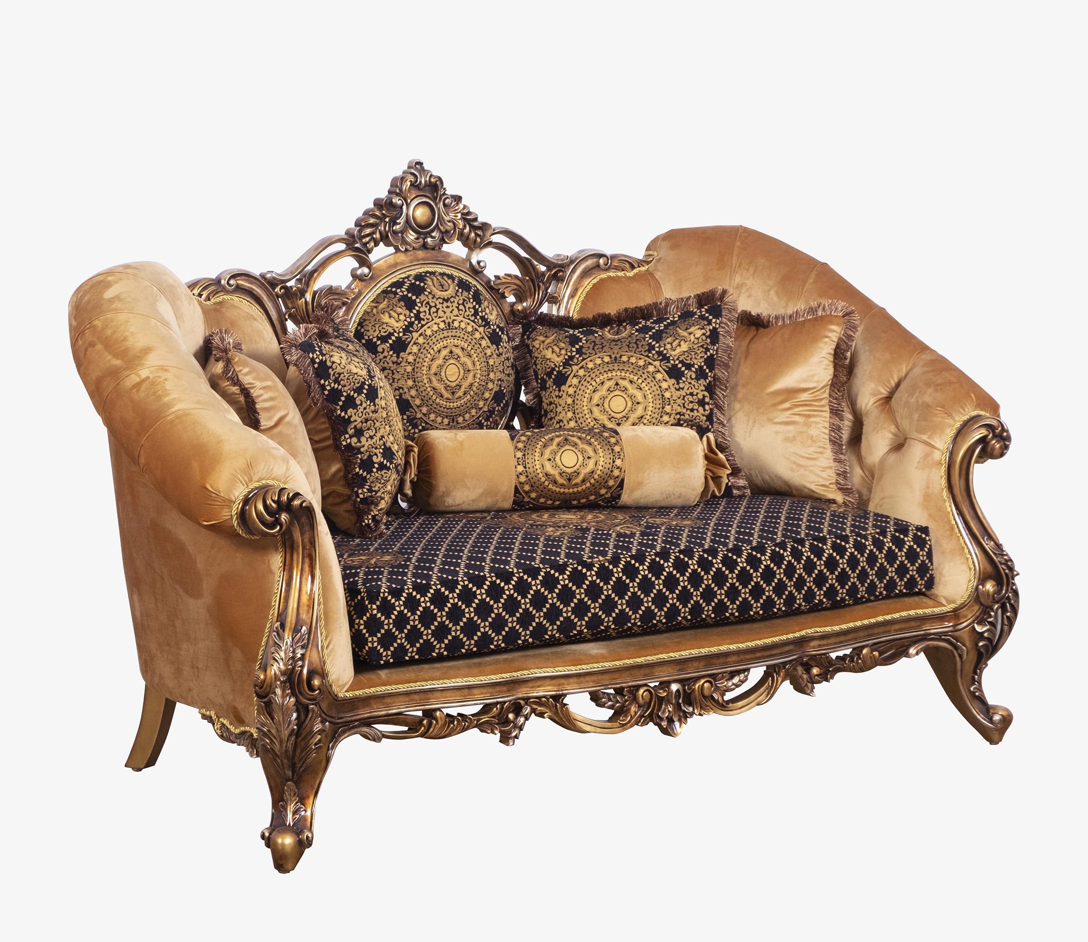 

        
EUROPEAN FURNITURE ROSELLA Sofa Set Gold/Bronze/Black Fabric 663701292220
