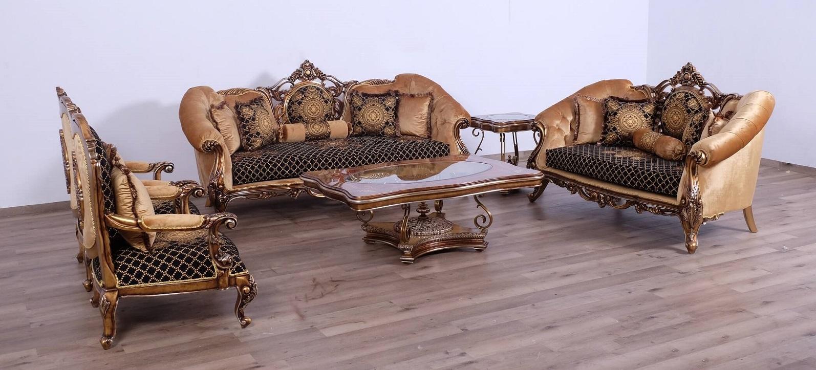 

    
Luxury Black w/Gold & Parisian Bronze ROSELLA Sofa Set 4 Pcs EUROPEAN FURNITURE
