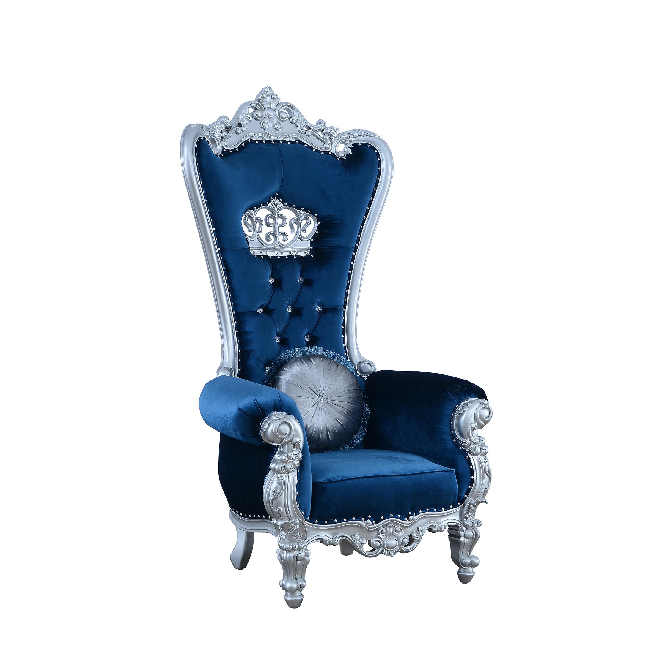 

    
Luxury Blue Velvet High Back Chair Set 2 Pcs QUEEN ELIZABETH EUROPEAN FURNITURE
